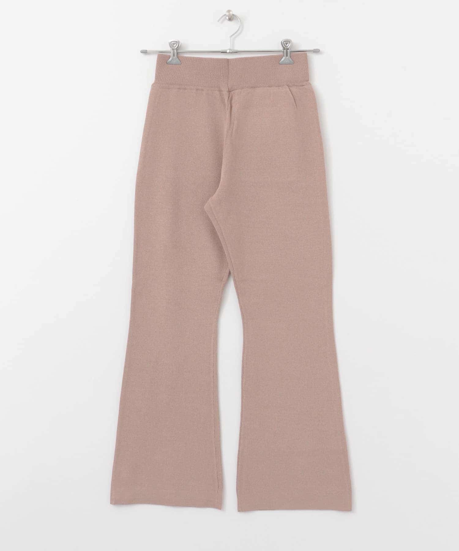 リネンライクニットフレアパンツ