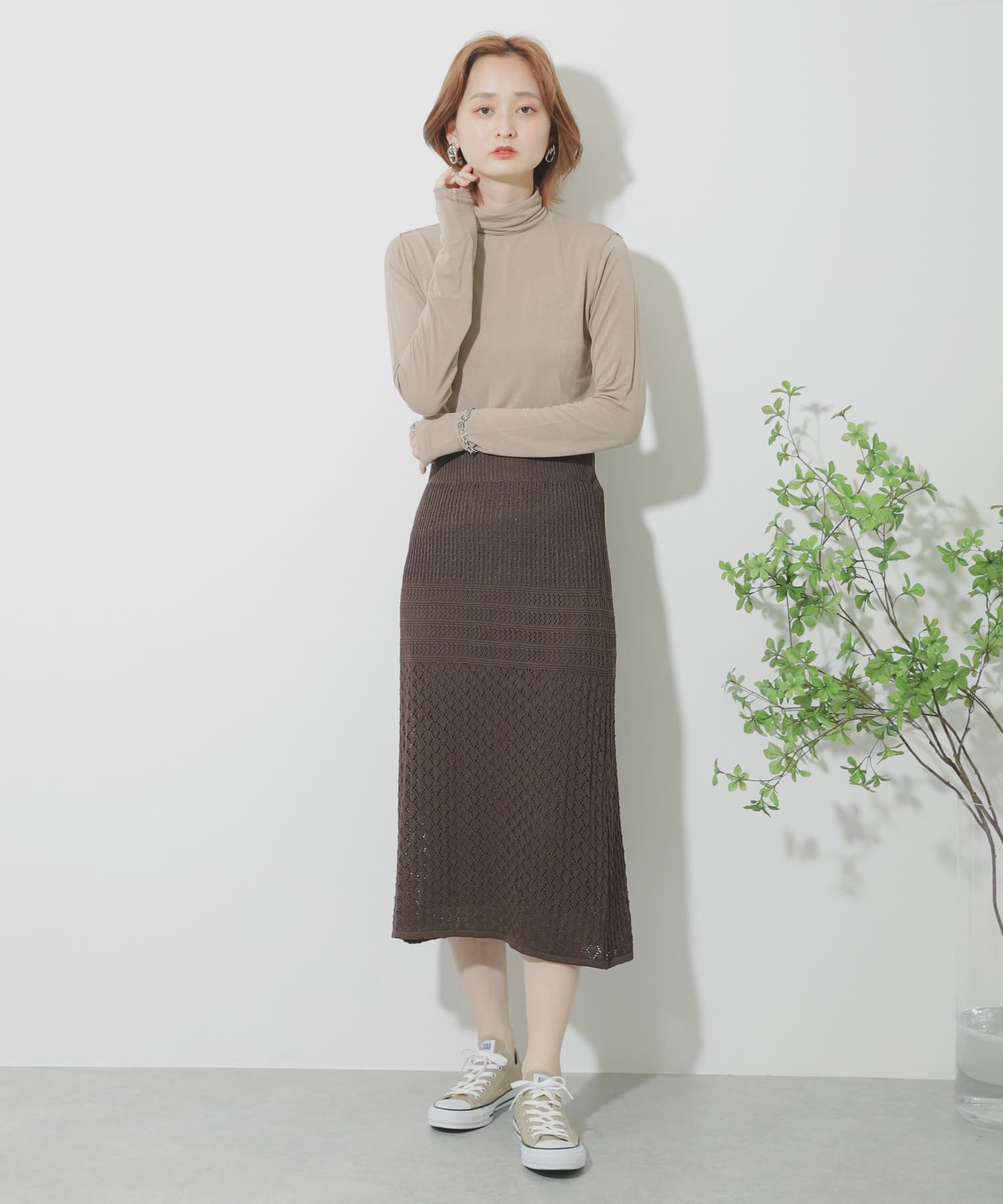 クロシェニットスカート BROWN FREE