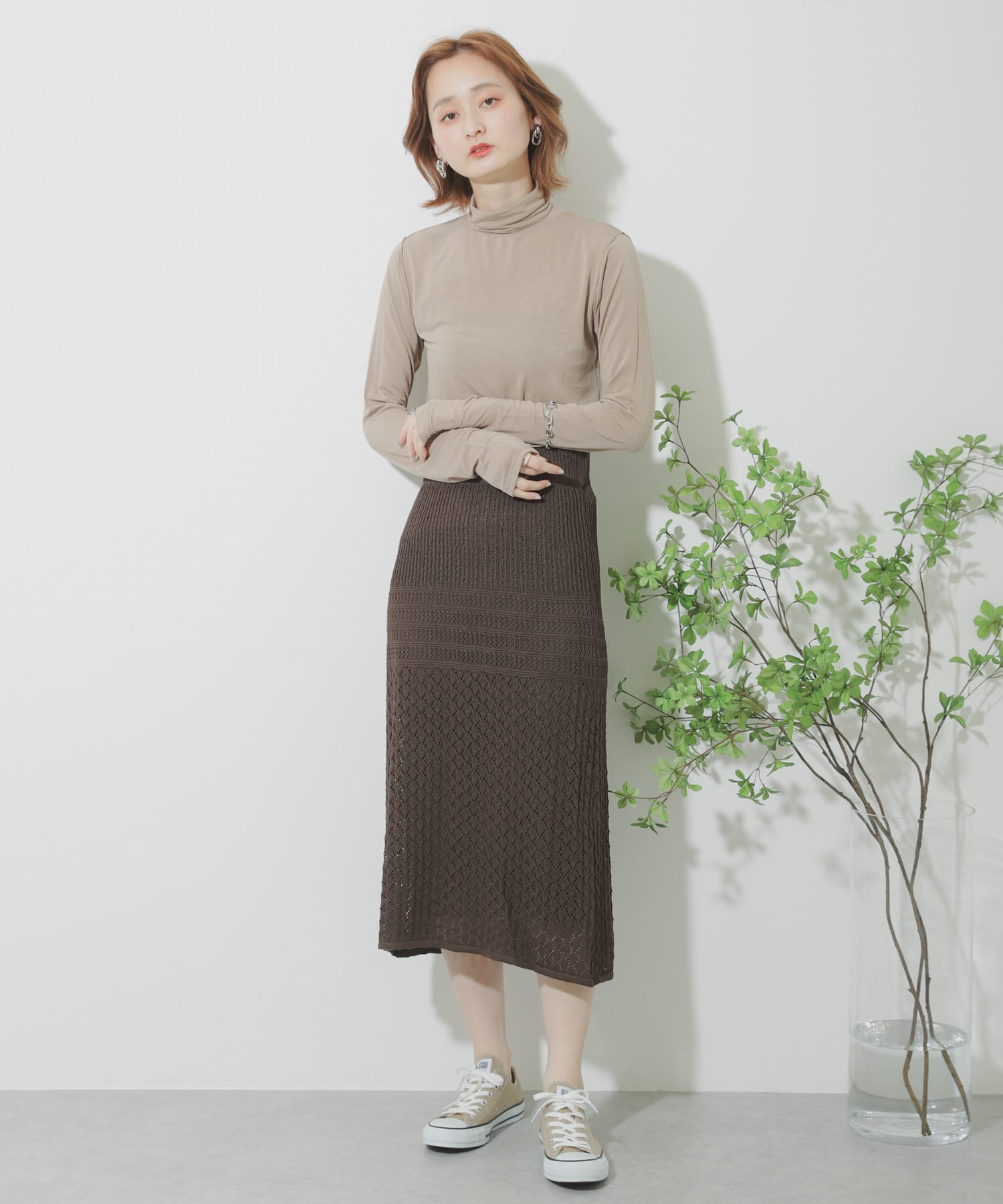 クロシェニットスカート BROWN FREE