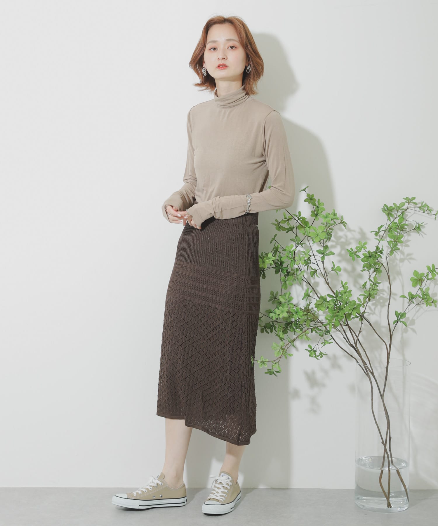 クロシェニットスカート BROWN FREE