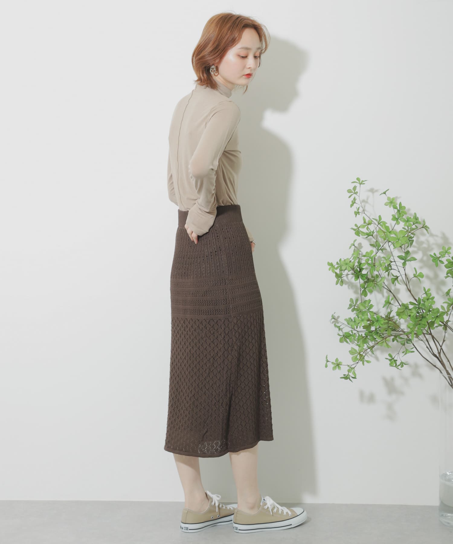 クロシェニットスカート BROWN FREE