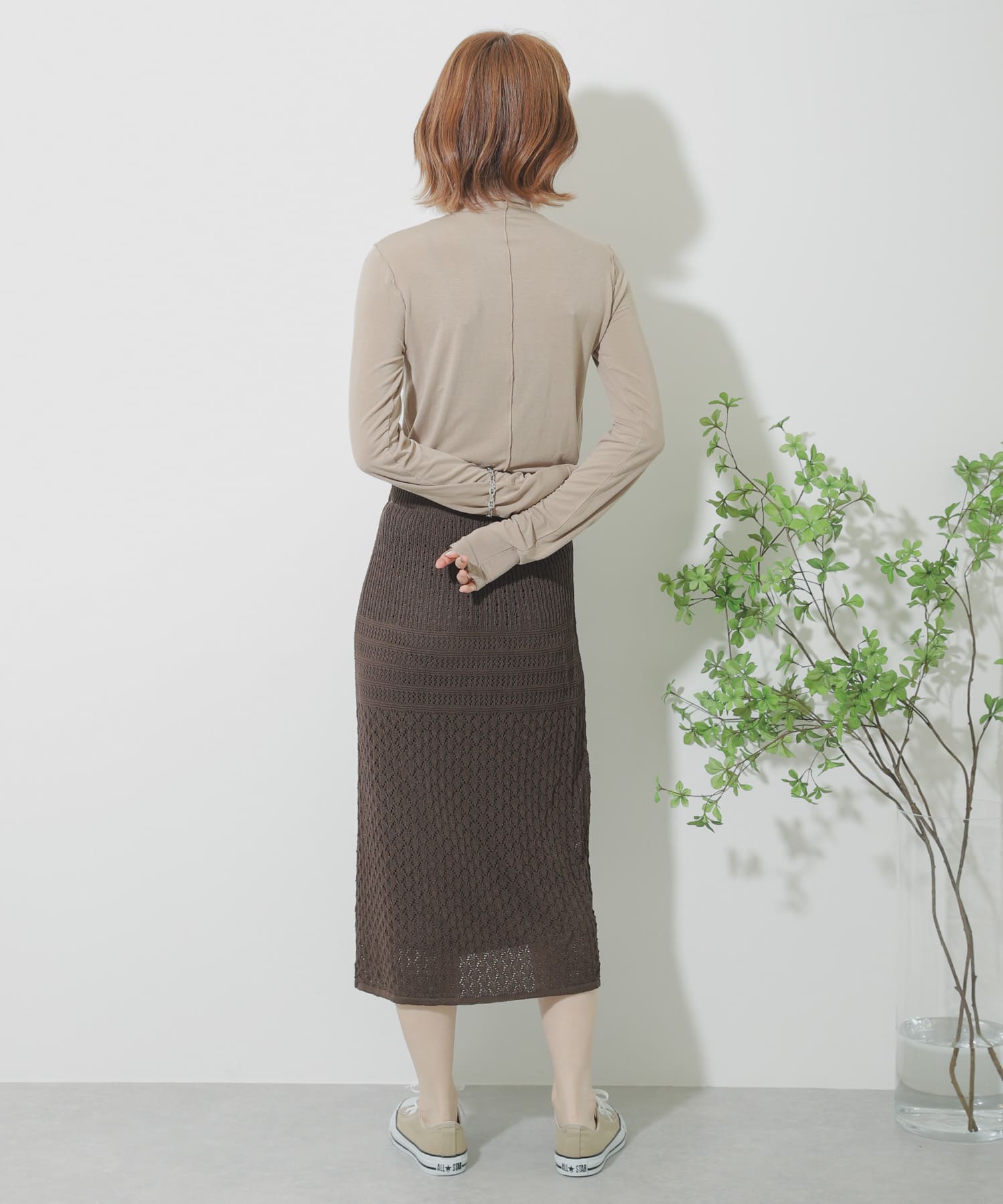 クロシェニットスカート BROWN FREE