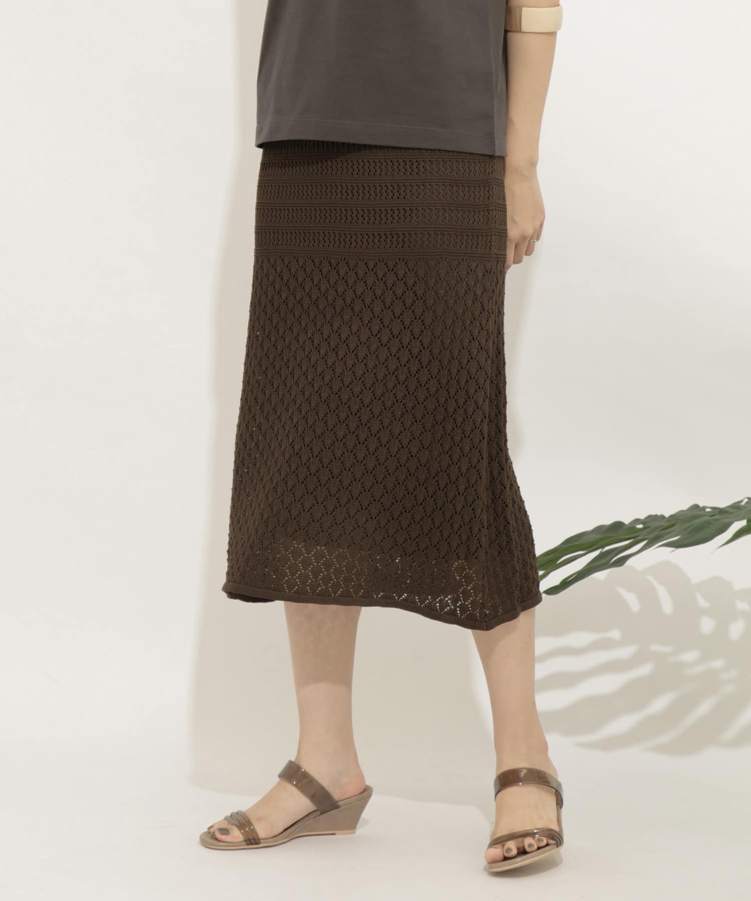 クロシェニットスカート BROWN FREE