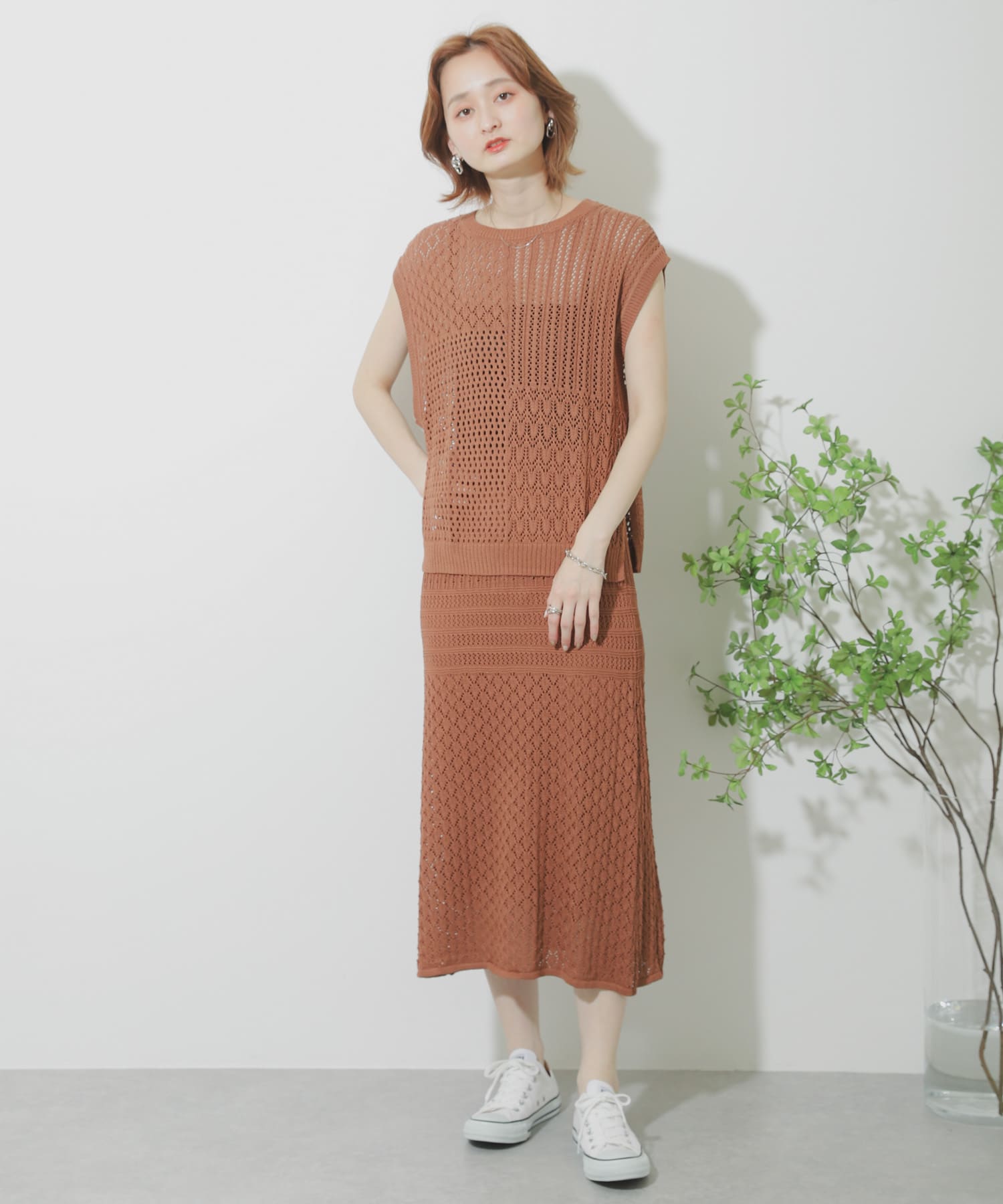クロシェニットスカート L.BROWN FREE