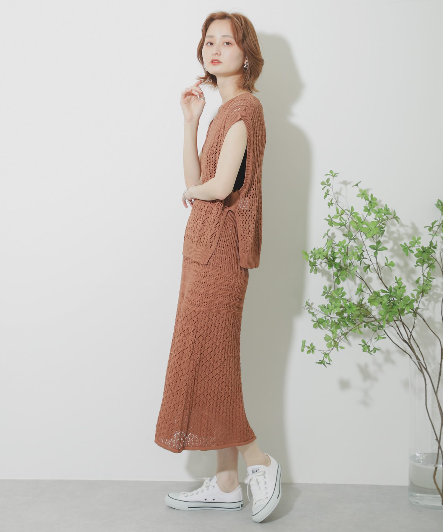 クロシェニットスカート L.BROWN FREE