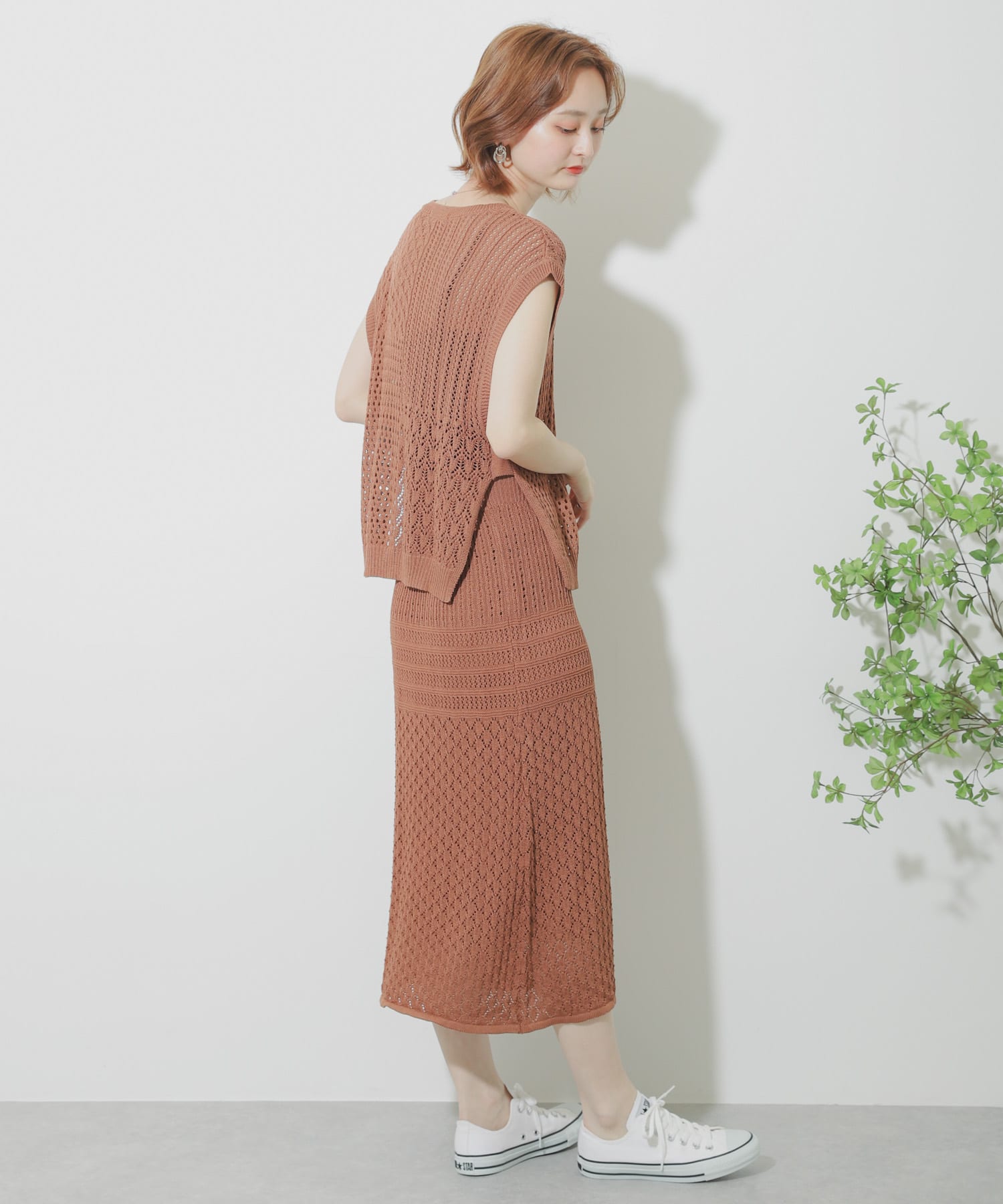 クロシェニットスカート L.BROWN FREE