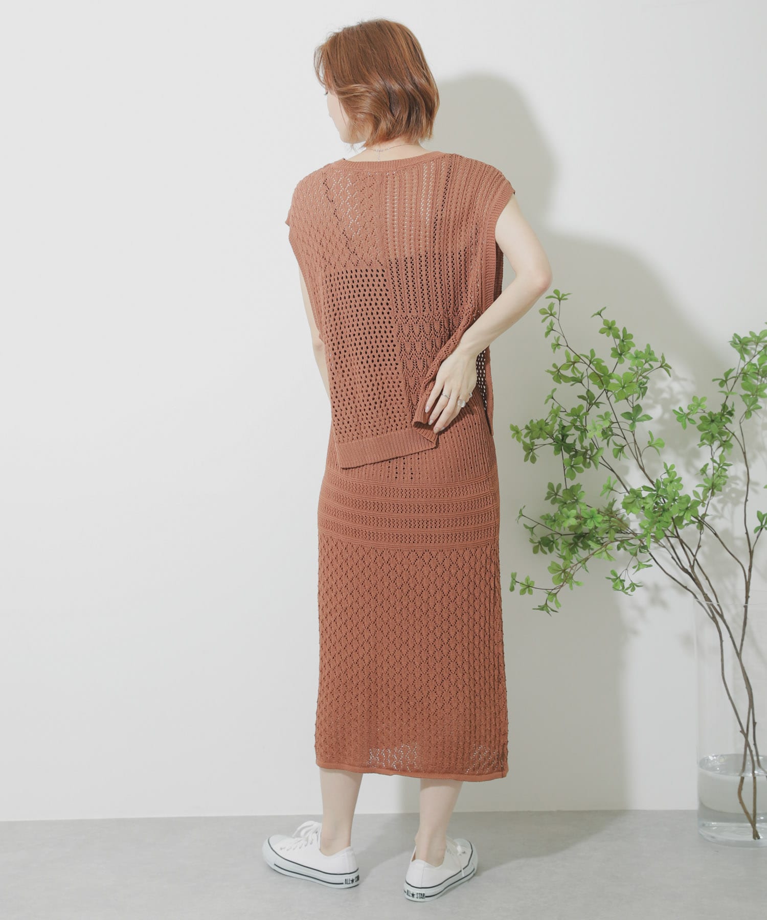 クロシェニットスカート L.BROWN FREE