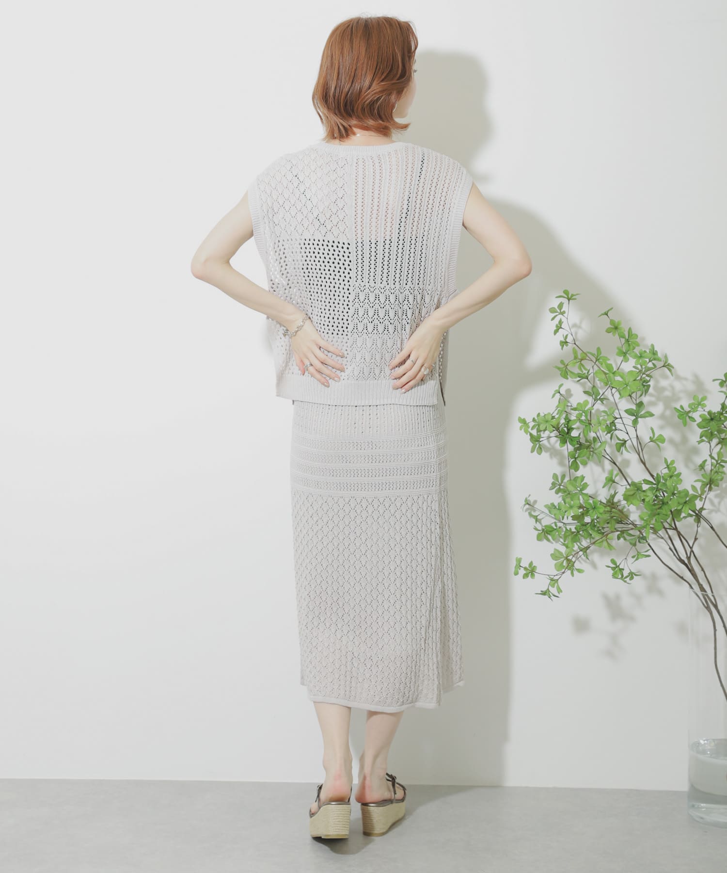クロシェニットスカート GREIGE FREE
