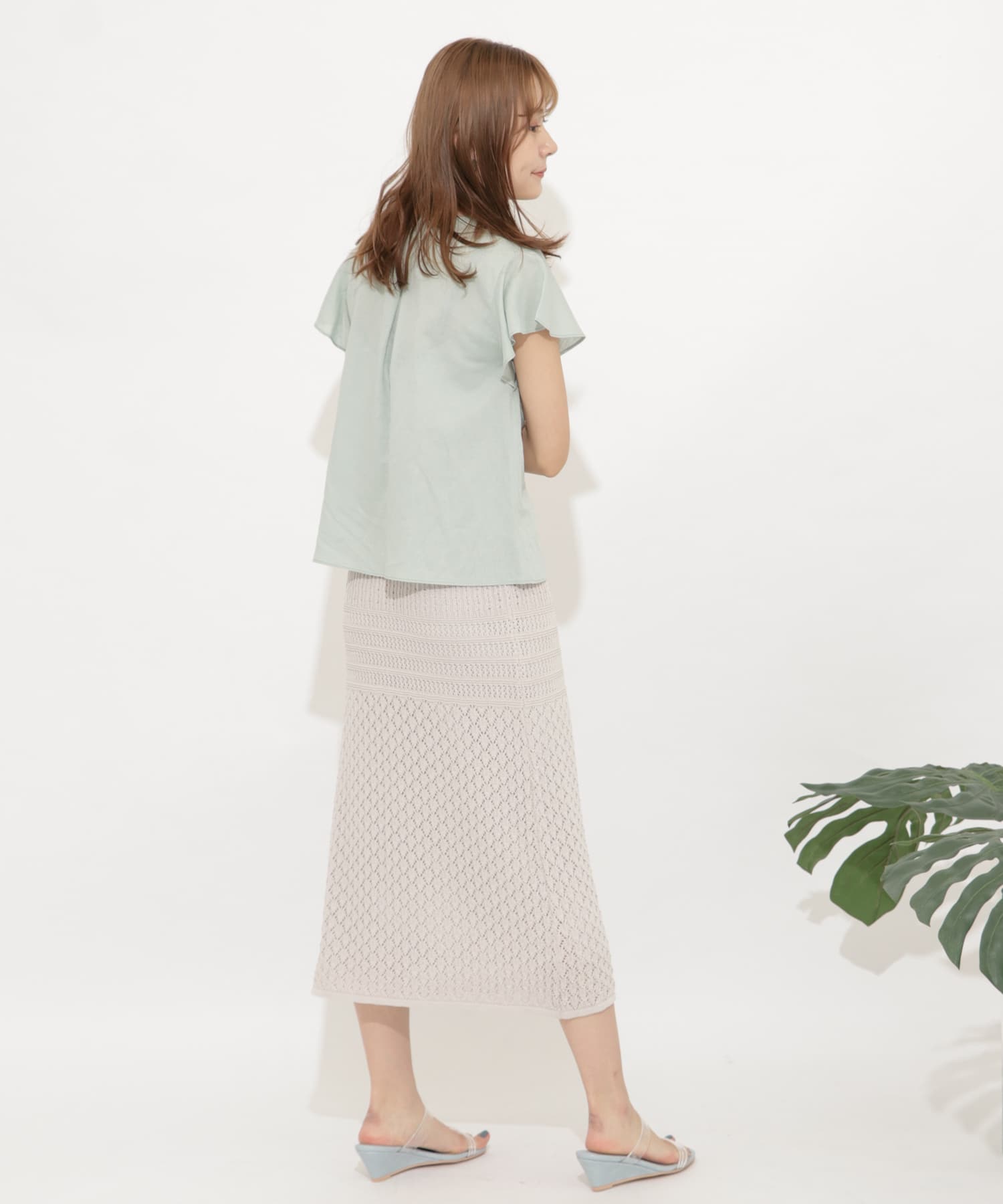 クロシェニットスカート GREIGE FREE