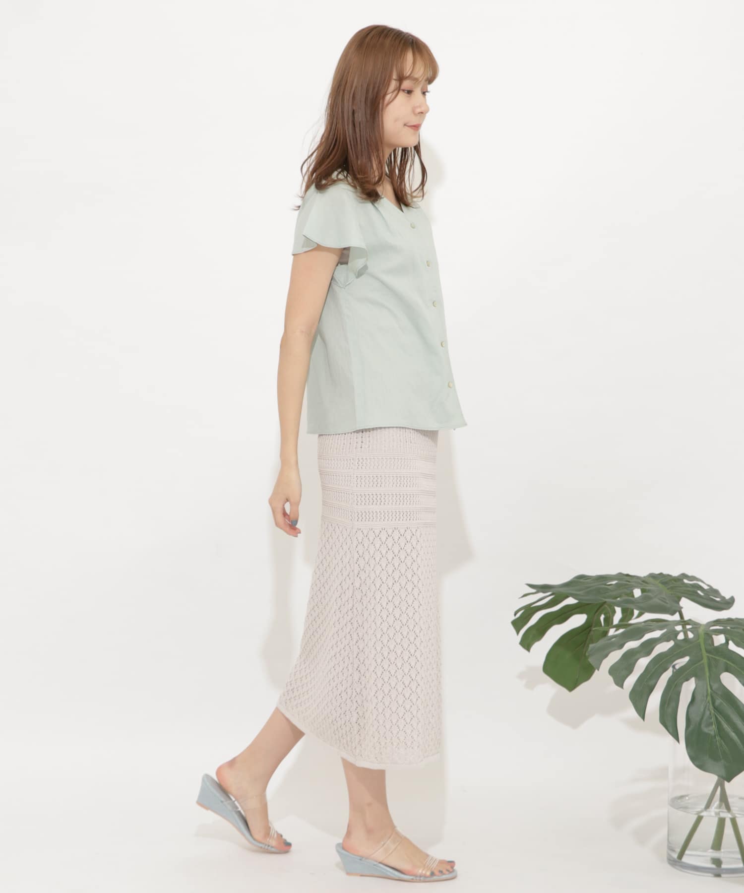 クロシェニットスカート GREIGE FREE