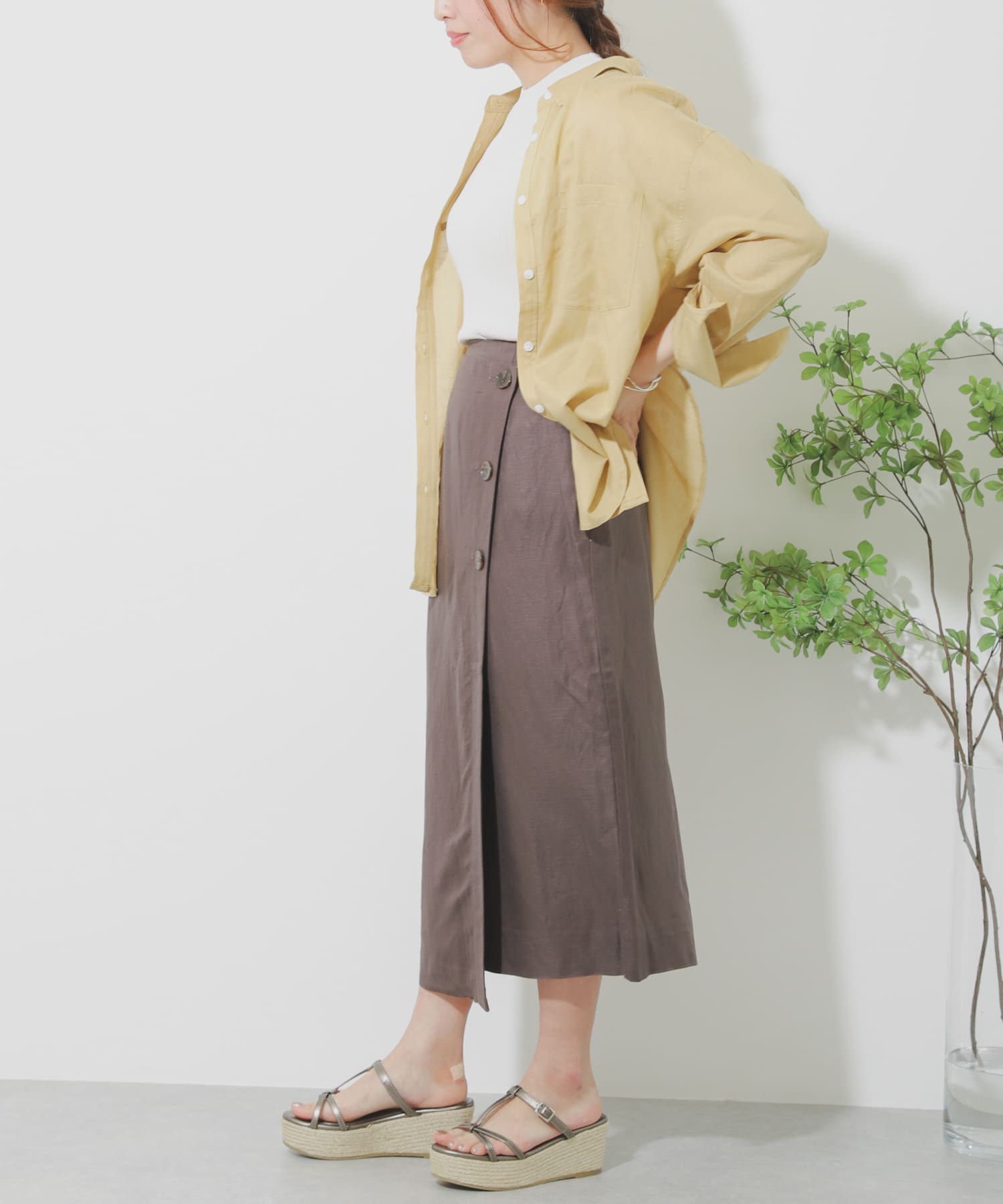 リネンレーヨン ラップスカート MOCHA S