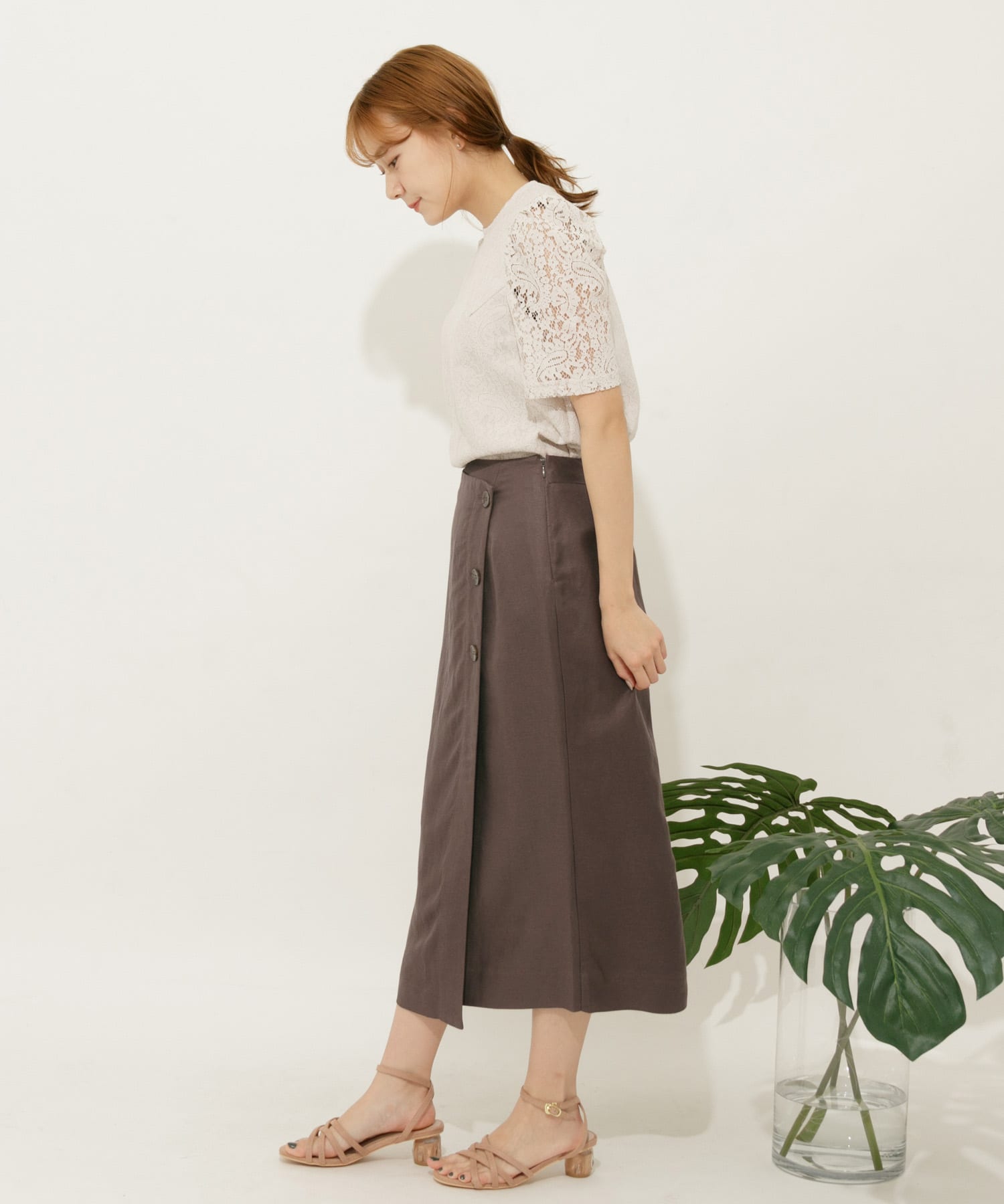 リネンレーヨン ラップスカート MOCHA S