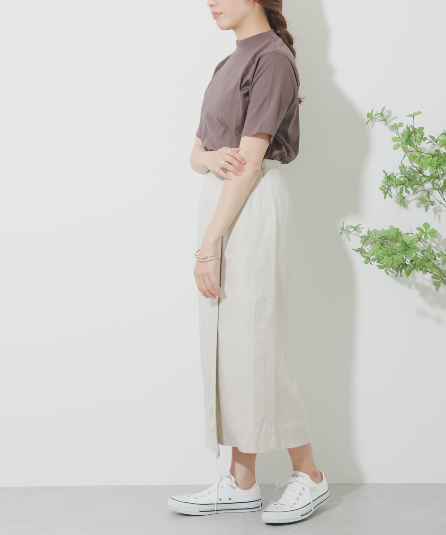 リネンレーヨン ラップスカート GREIGE S