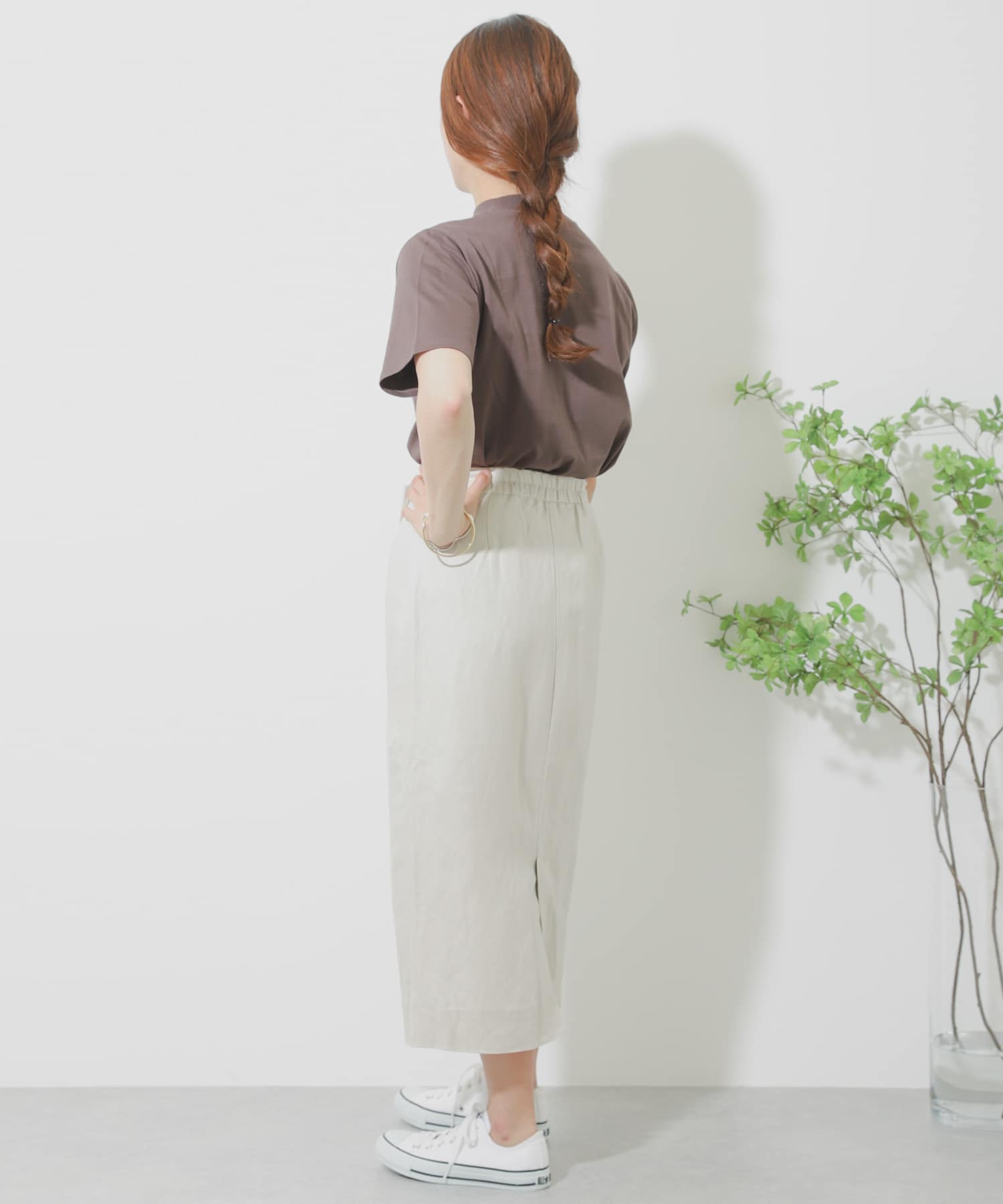 リネンレーヨン ラップスカート GREIGE S