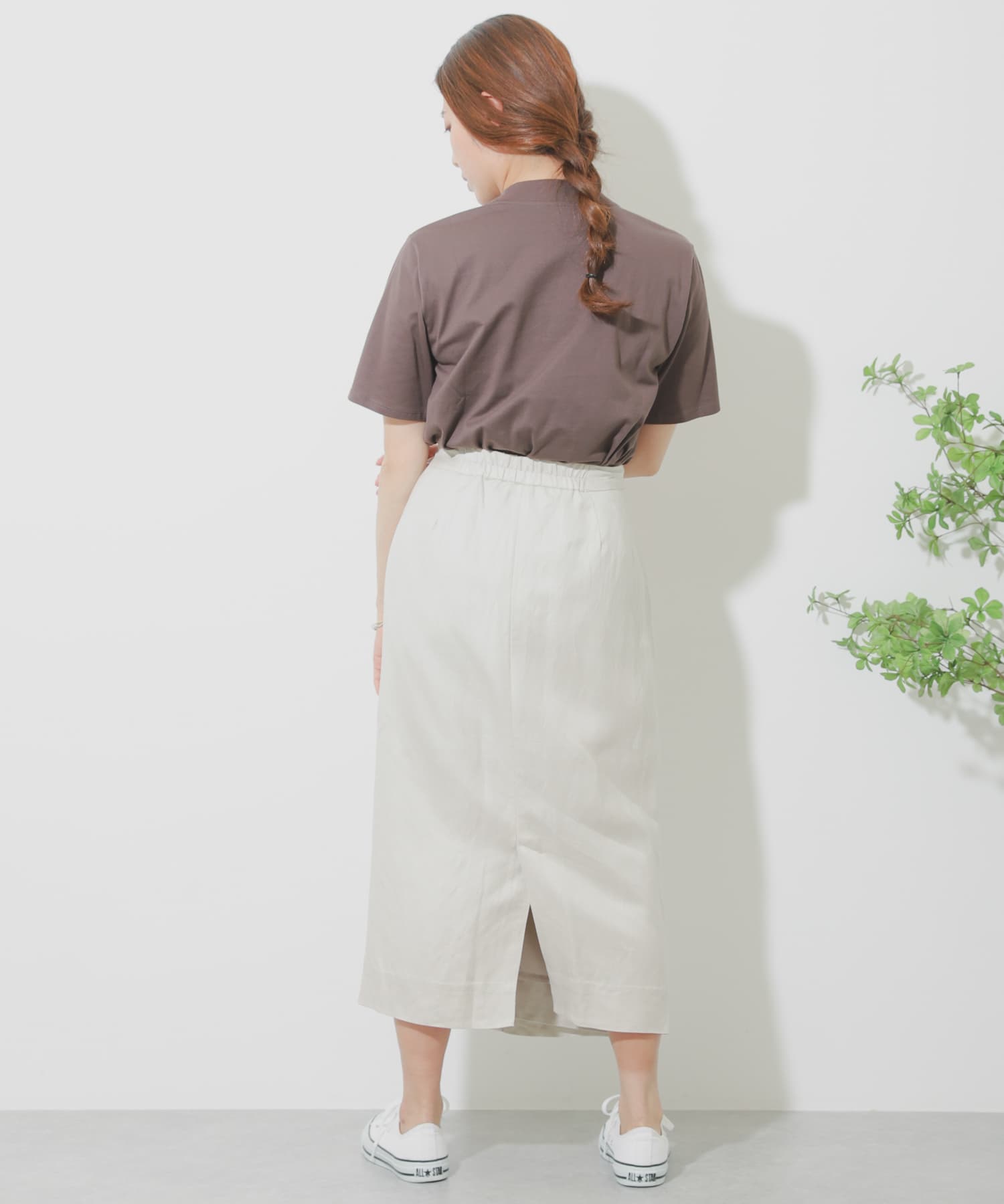リネンレーヨン ラップスカート GREIGE S