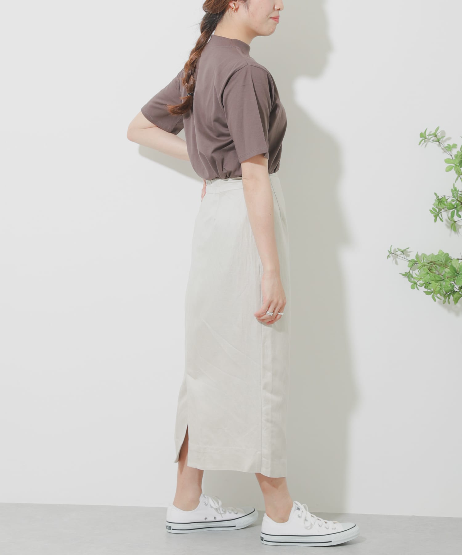 リネンレーヨン ラップスカート GREIGE S