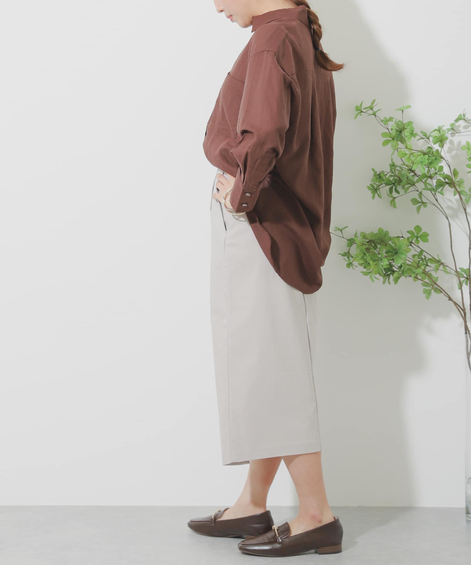 リネンレーヨン ラップスカート GREIGE M