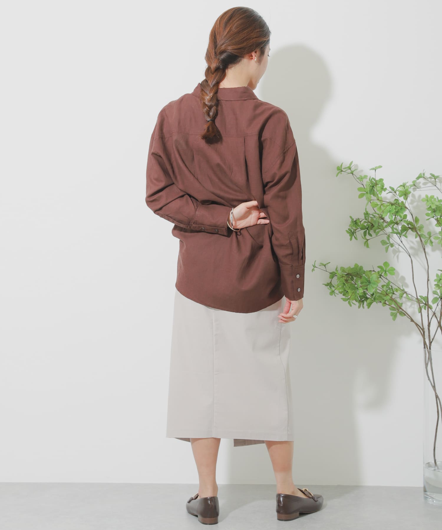 リネンレーヨン ラップスカート GREIGE M
