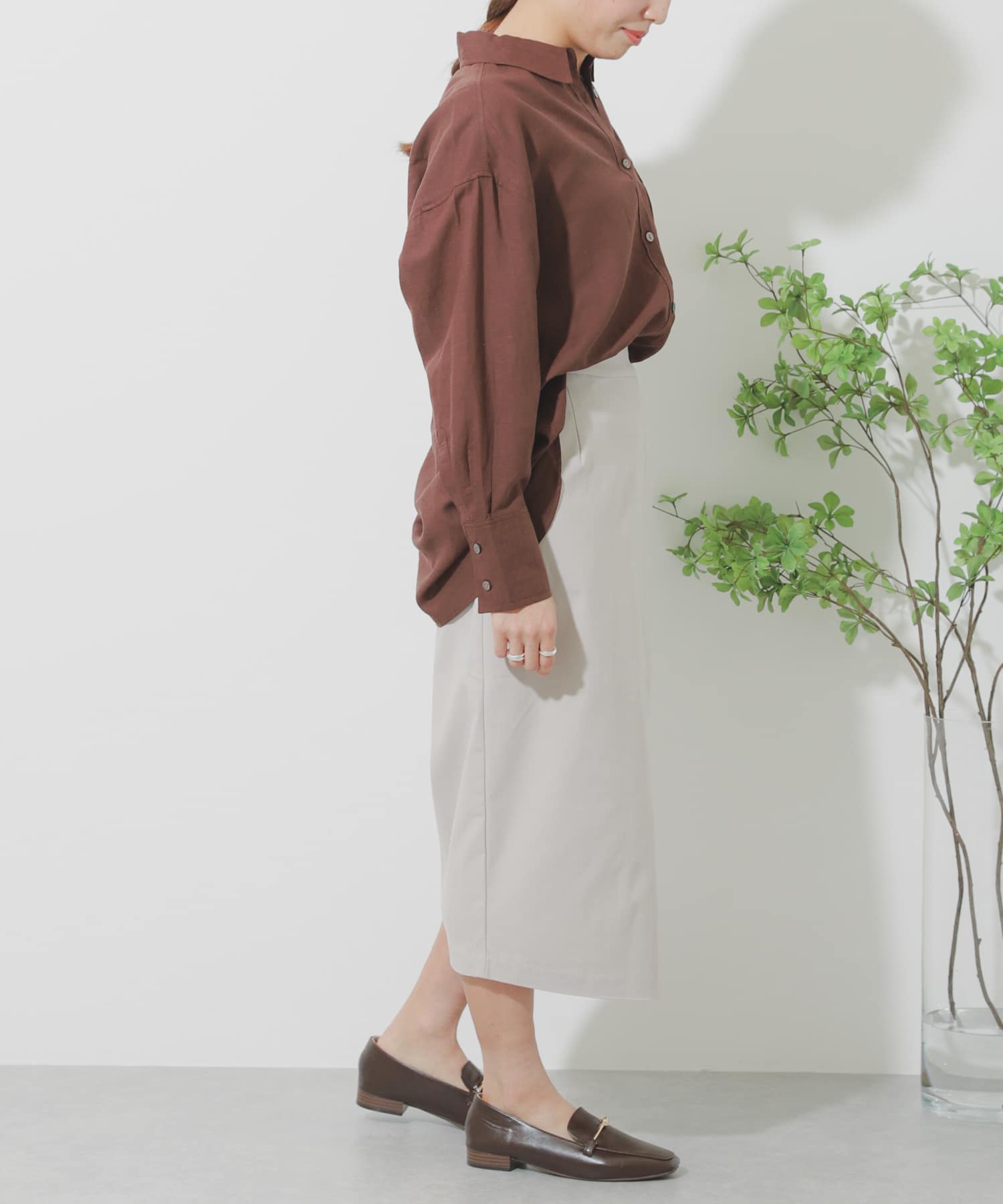 リネンレーヨン ラップスカート GREIGE M