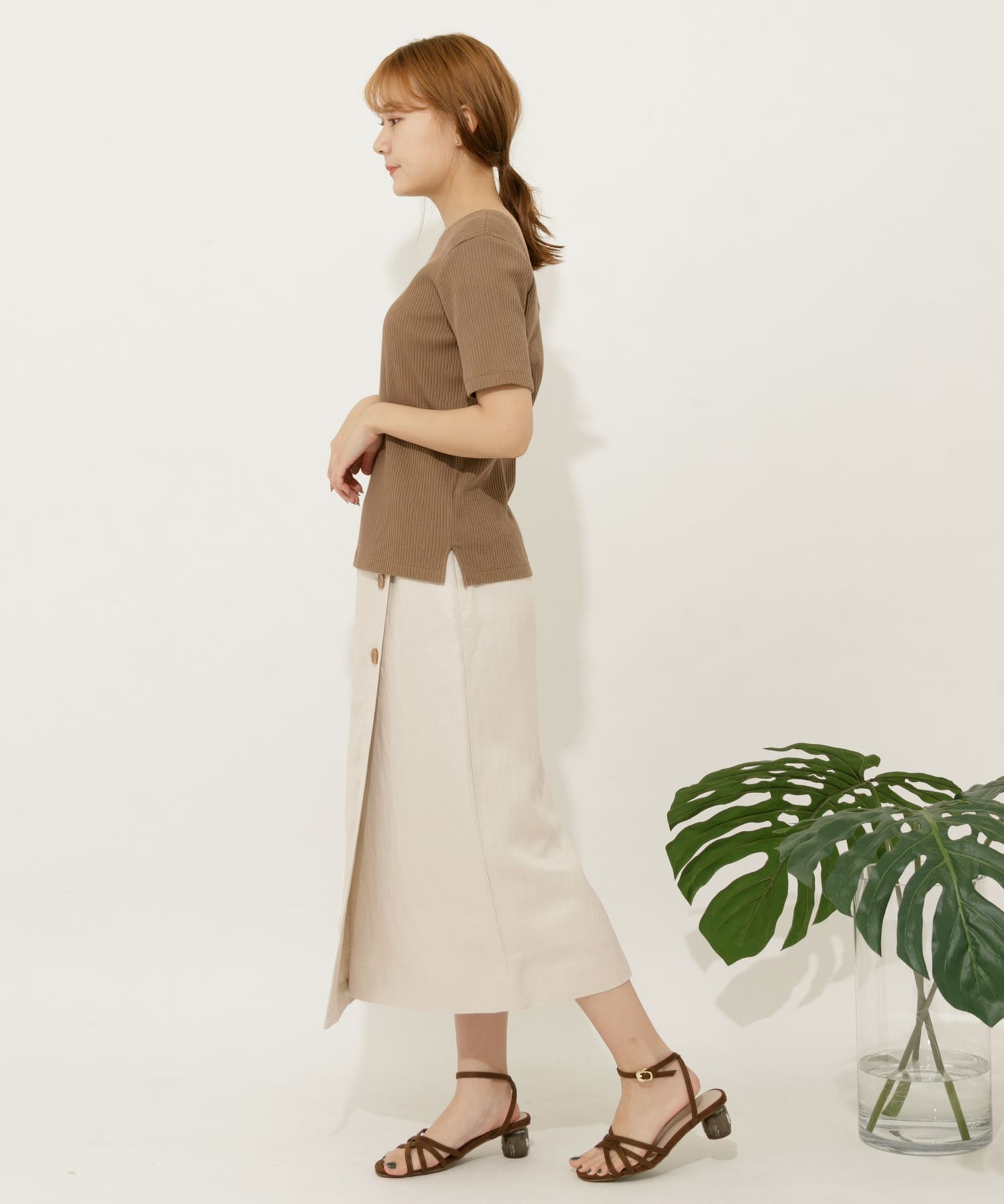 リネンレーヨン ラップスカート GREIGE M