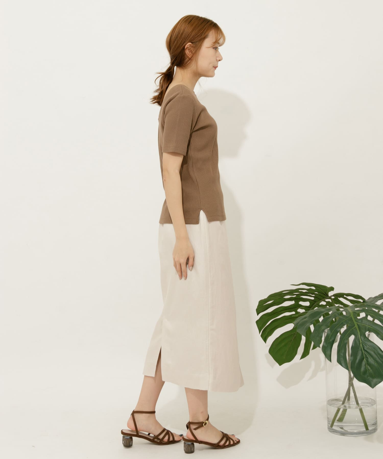 リネンレーヨン ラップスカート GREIGE S