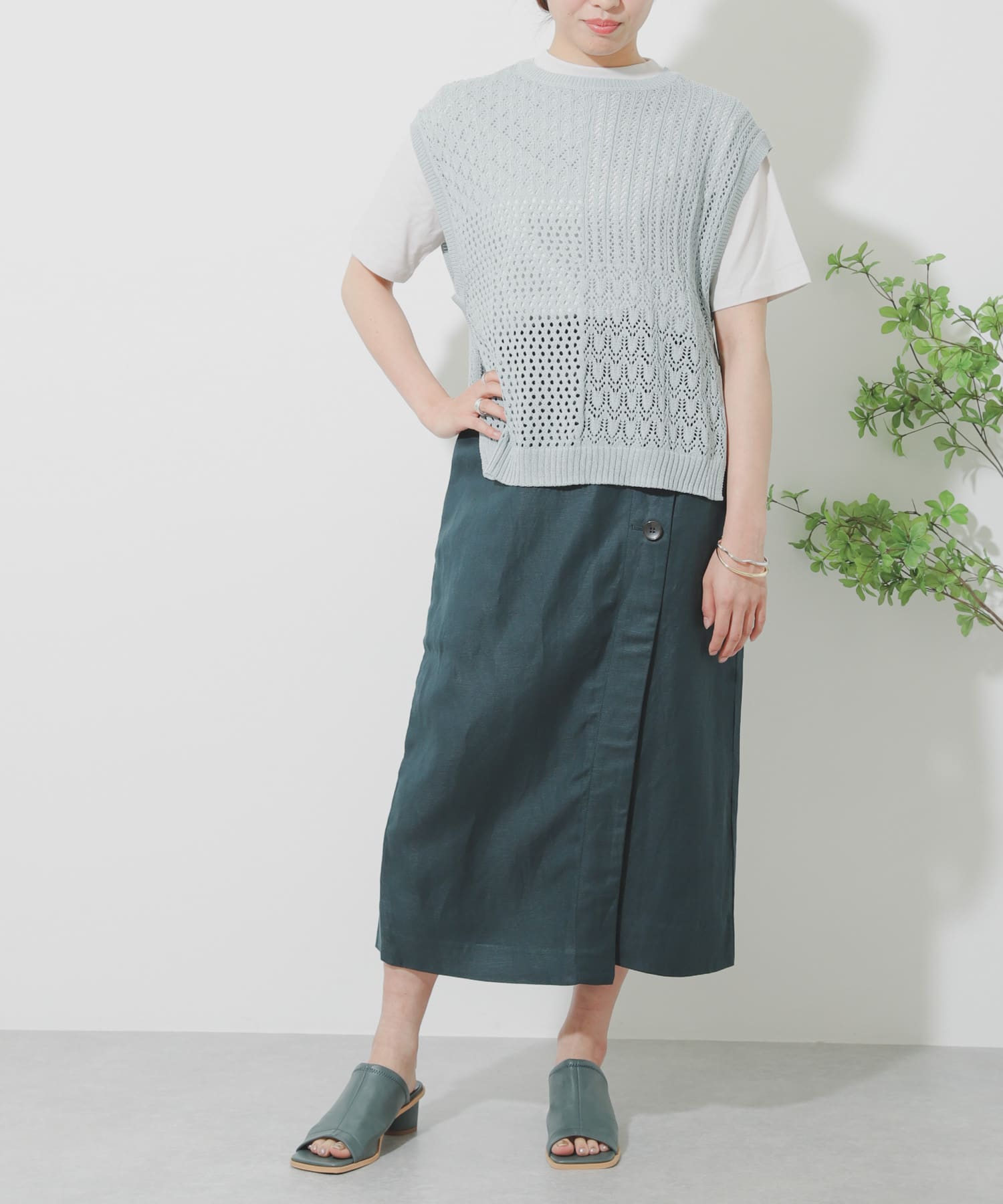 リネンレーヨン ラップスカート