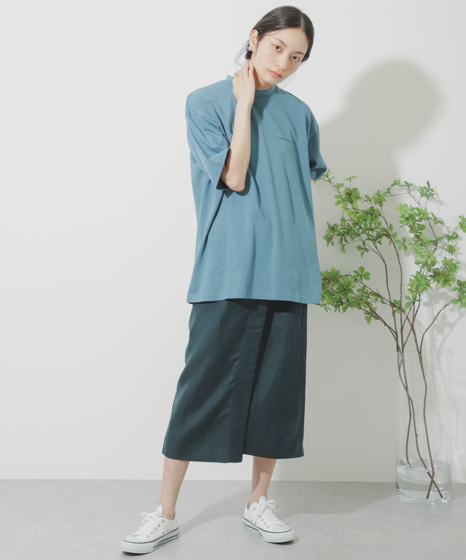 リネンレーヨン ラップスカート GREEN S