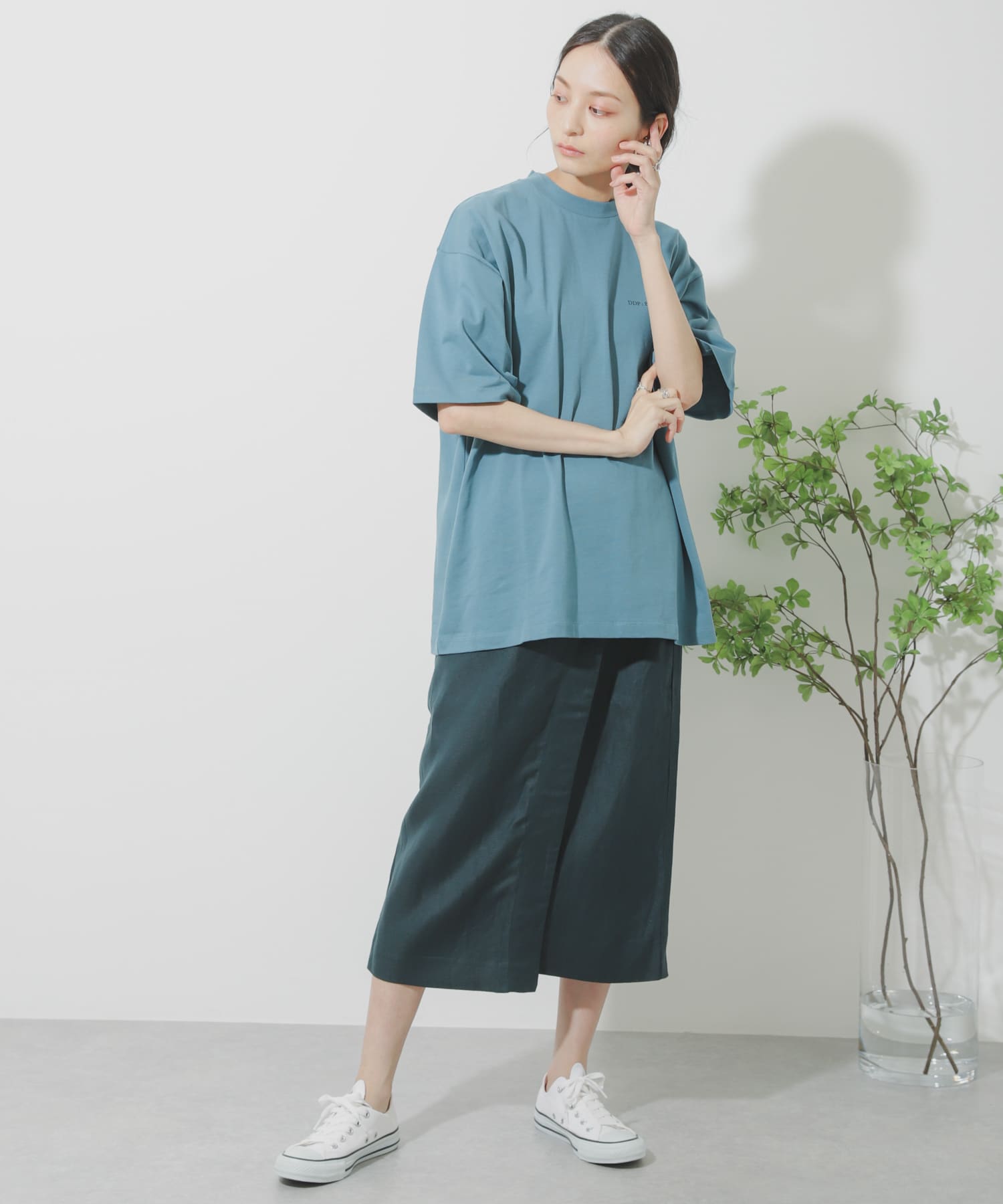 リネンレーヨン ラップスカート GREEN S