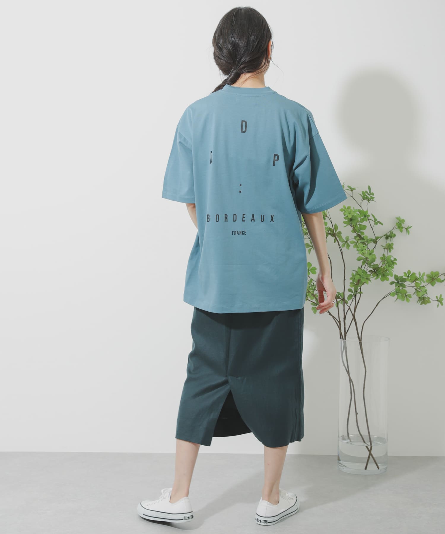 リネンレーヨン ラップスカート GREEN M
