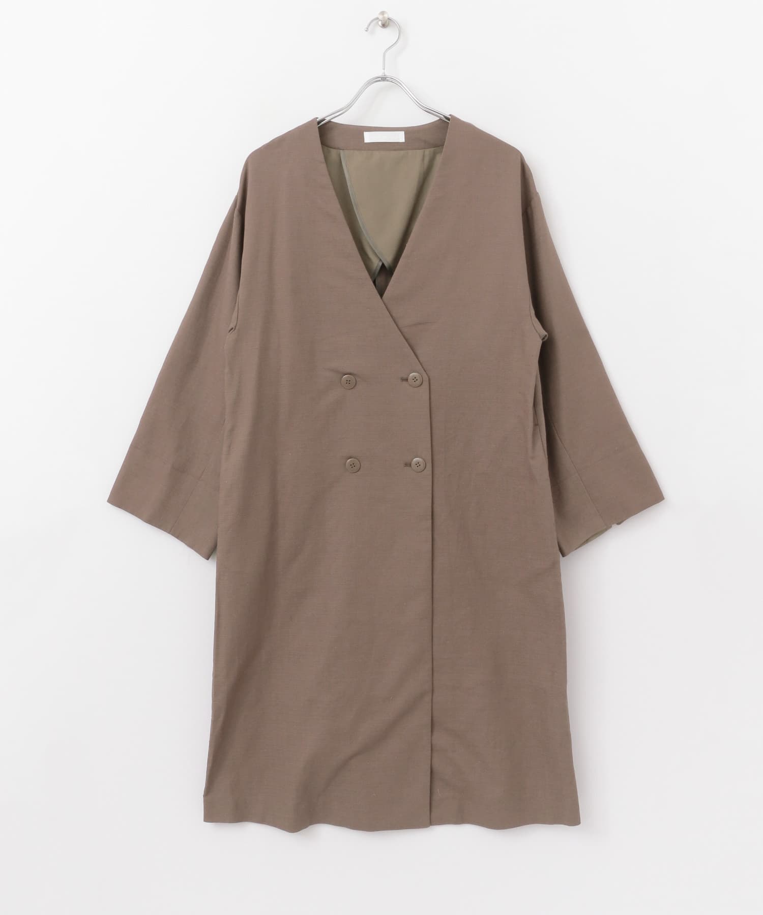 リネンノーカラーコート MOCHA FREE