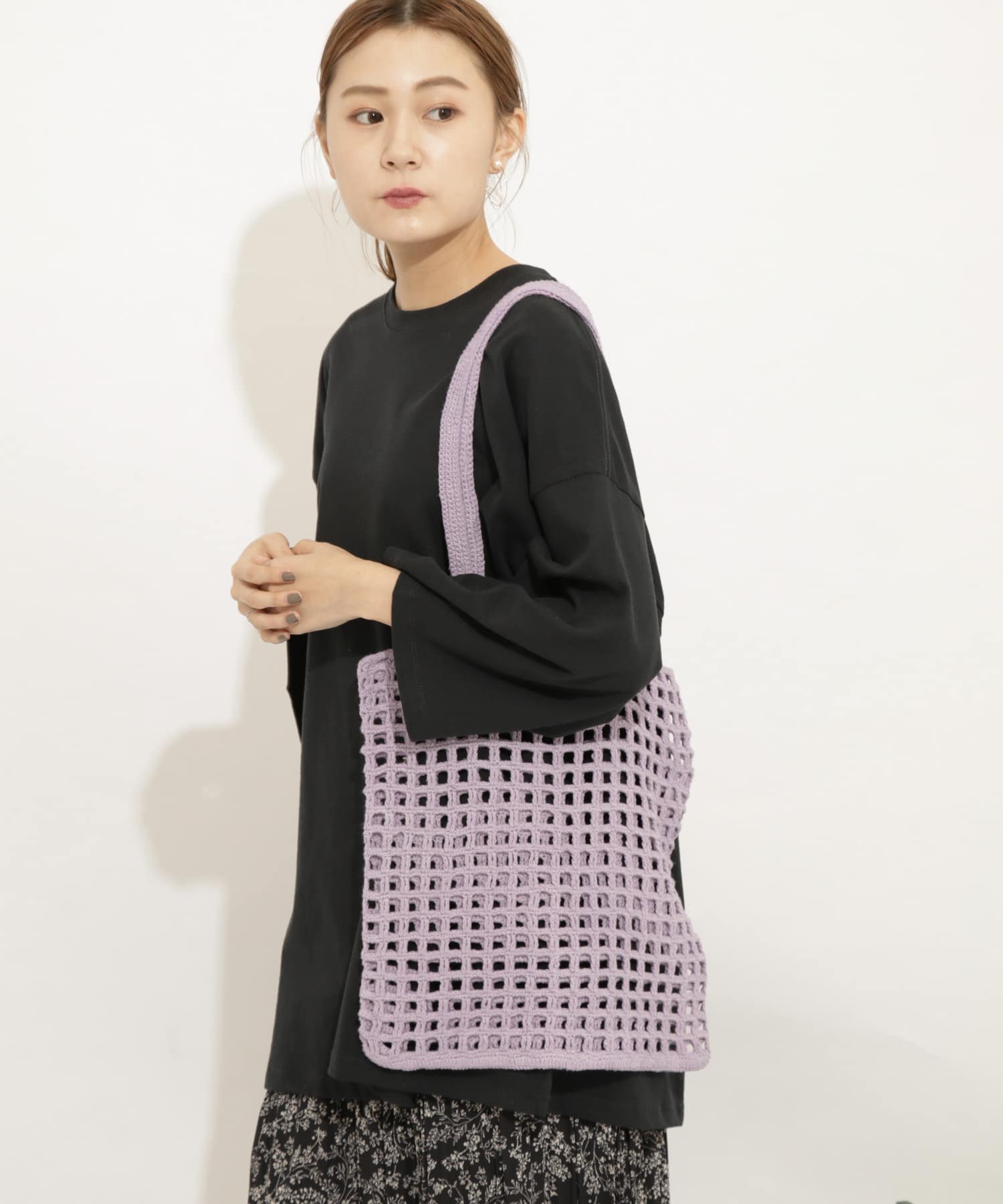 ハンドニットトート LAVENDER FREE