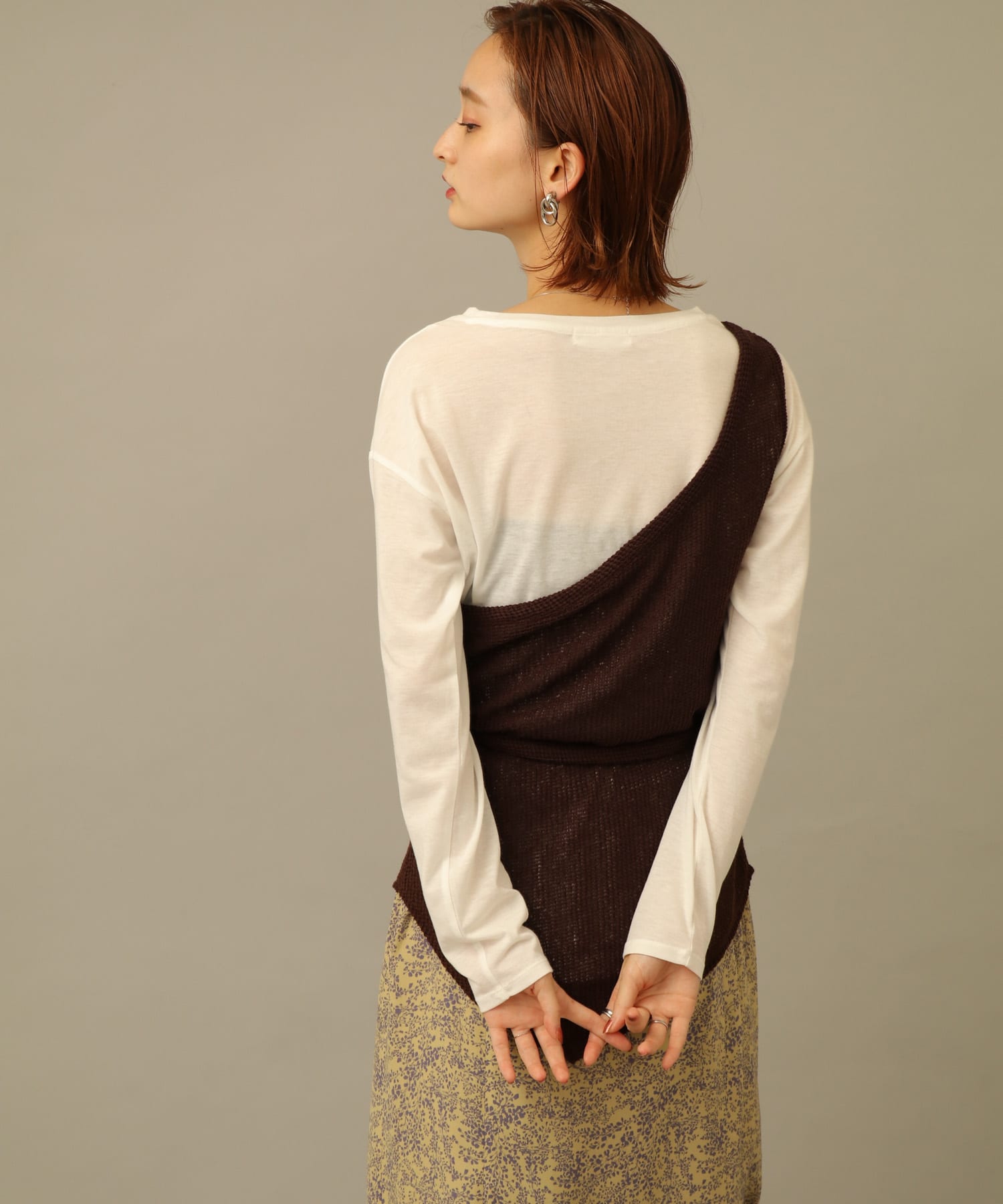 ウエストマークワンショルダーアンサンブル BROWN FREE