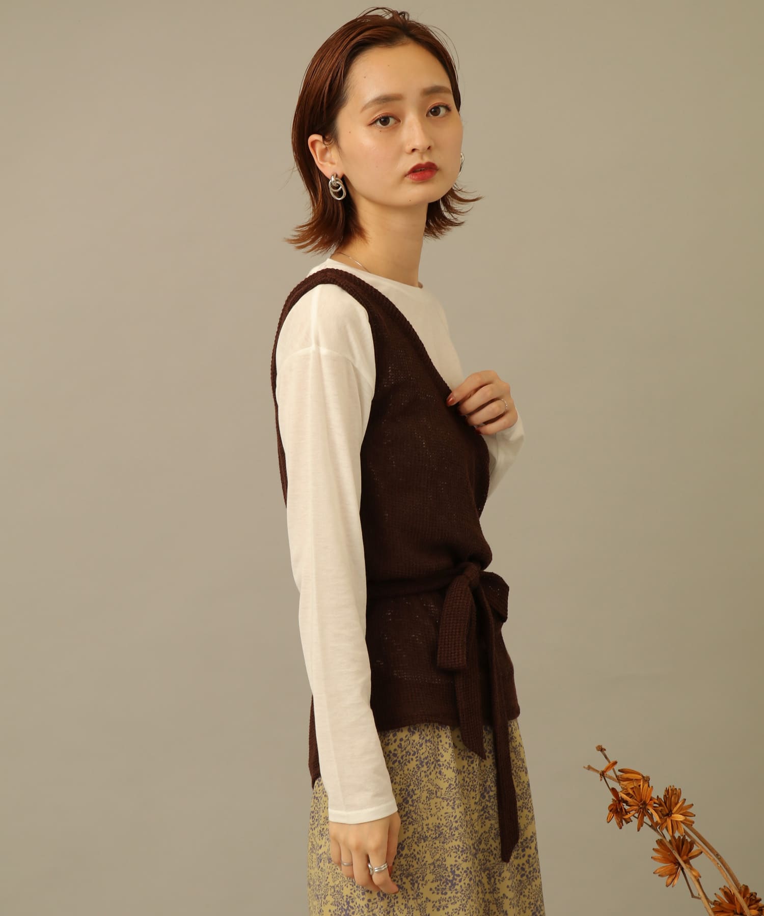 ウエストマークワンショルダーアンサンブル BROWN FREE