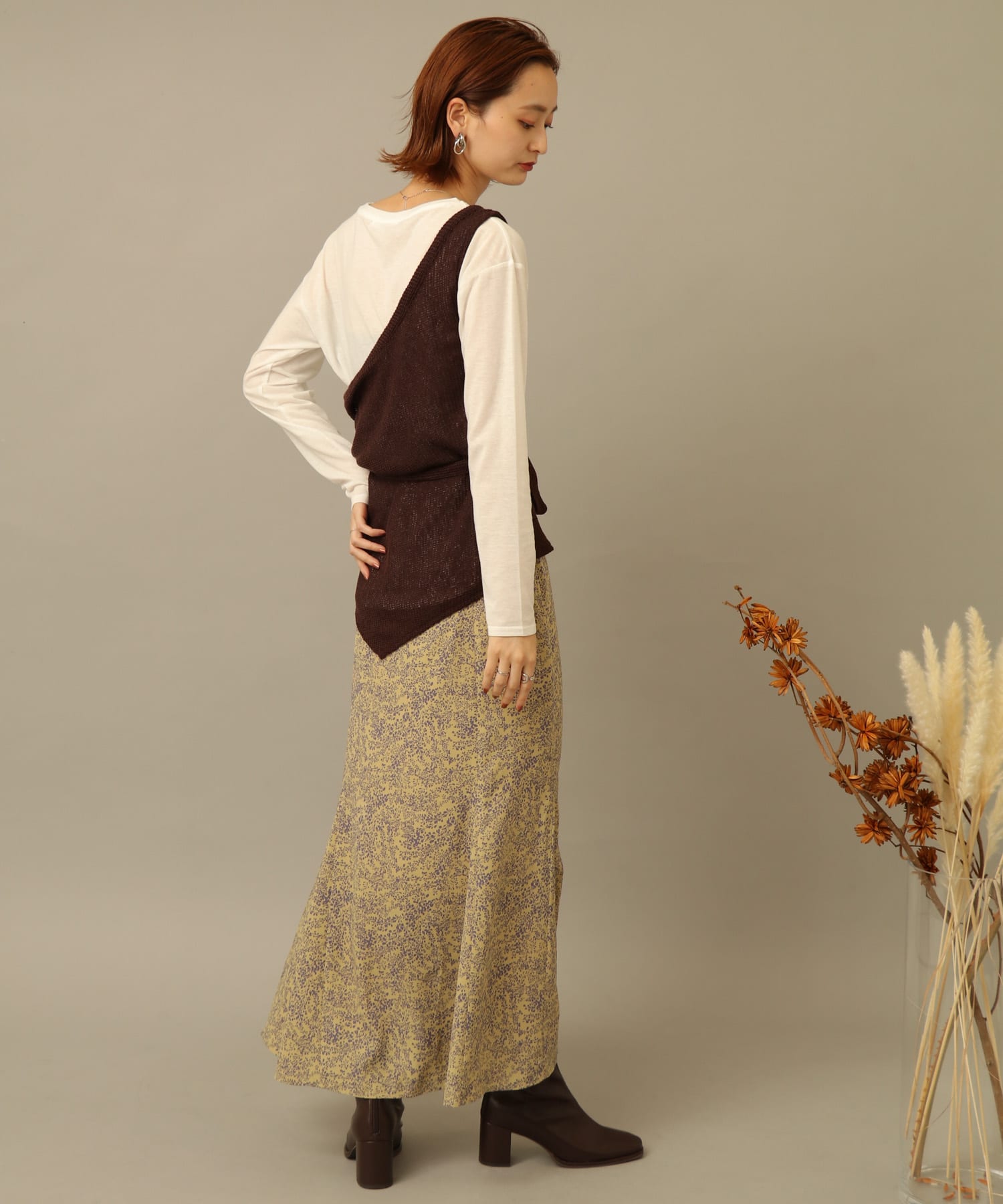 ウエストマークワンショルダーアンサンブル BROWN FREE
