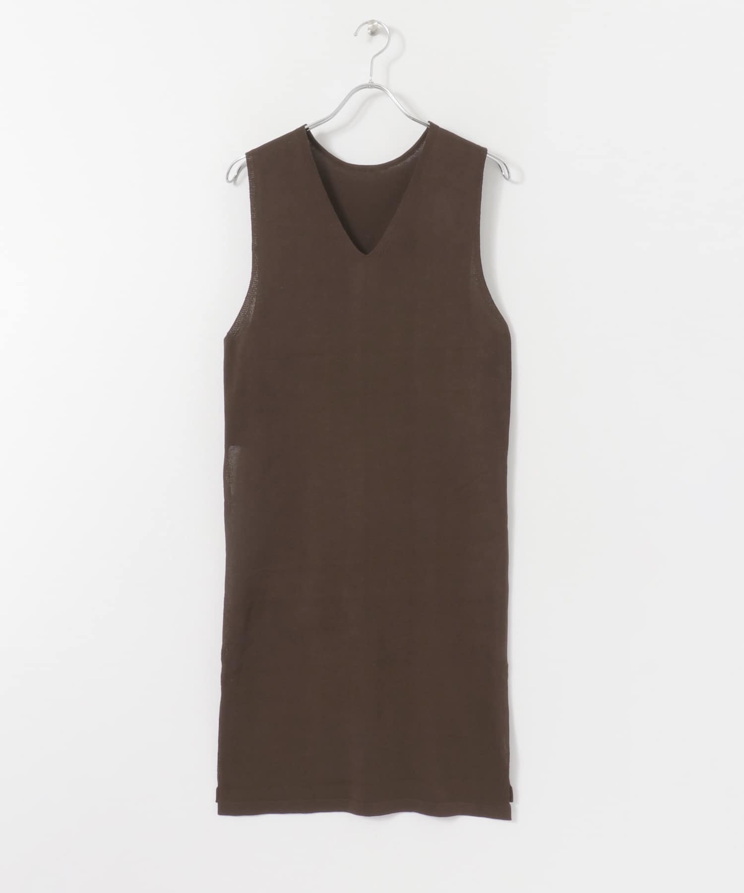 2WAYロングニットベスト BROWN FREE