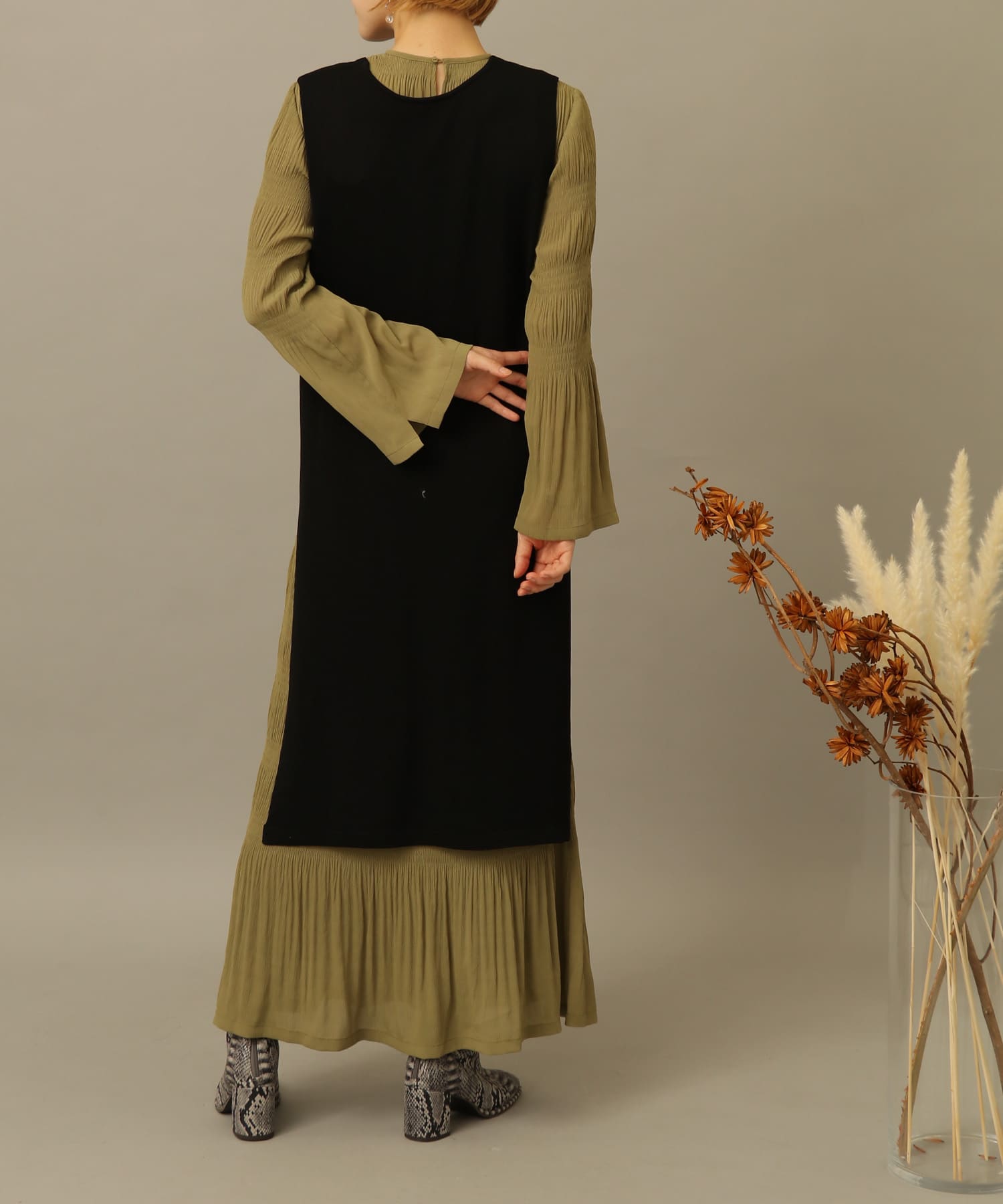 2WAYロングニットベスト BLACK FREE