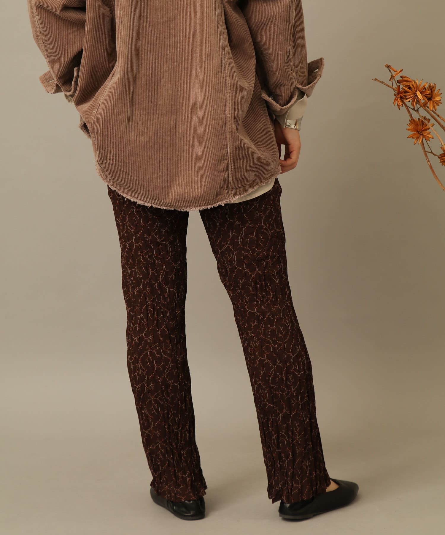 ワッシャークリンクルパンツ BROWN FREE