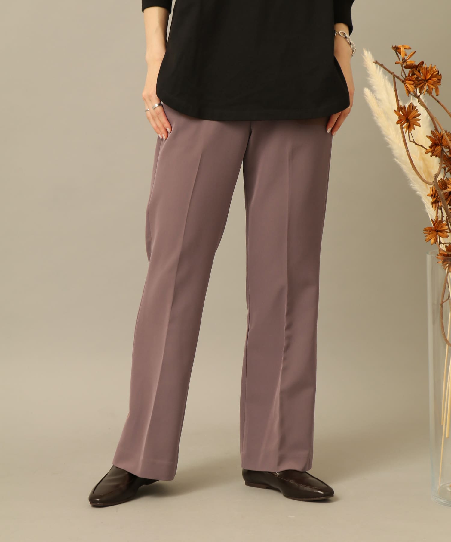 センタープレスキックフレアパンツ DUSTY ROSE S