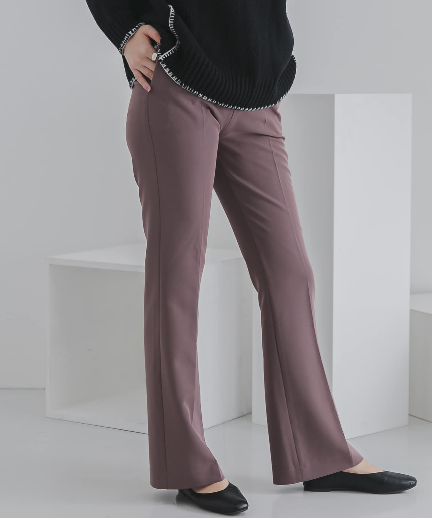 センタープレスキックフレアパンツ DUSTY ROSE S