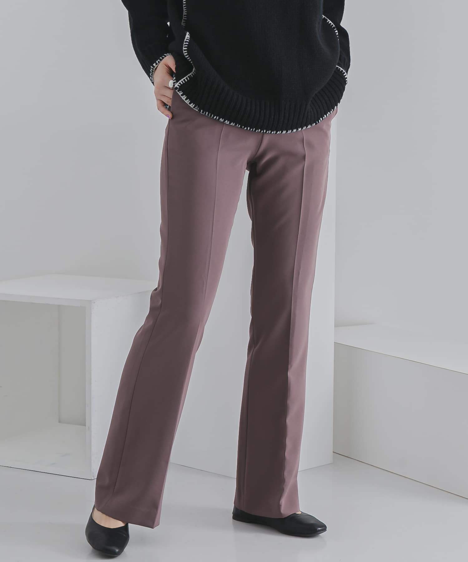 センタープレスキックフレアパンツ DUSTY ROSE S