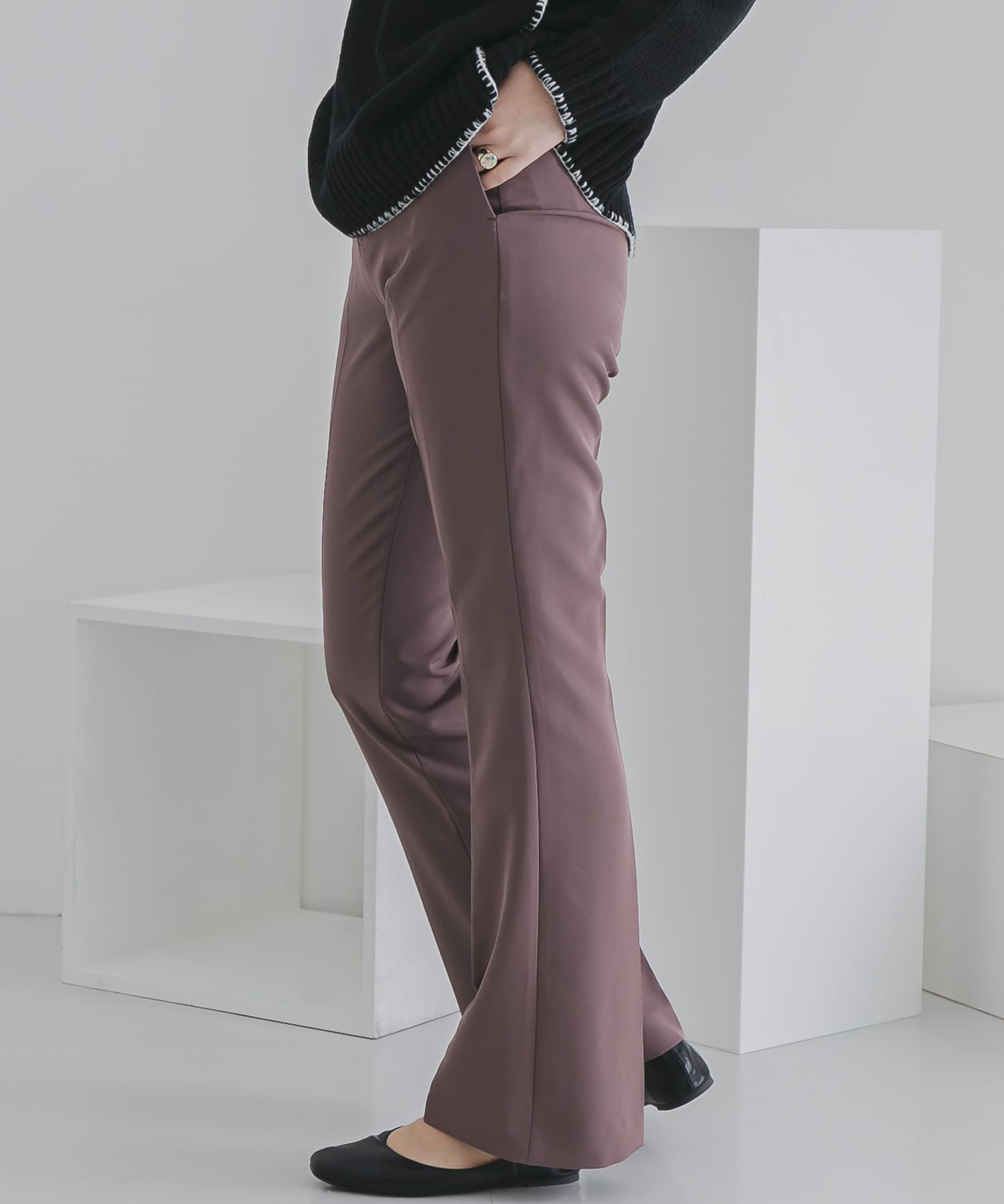 センタープレスキックフレアパンツ DUSTY ROSE S