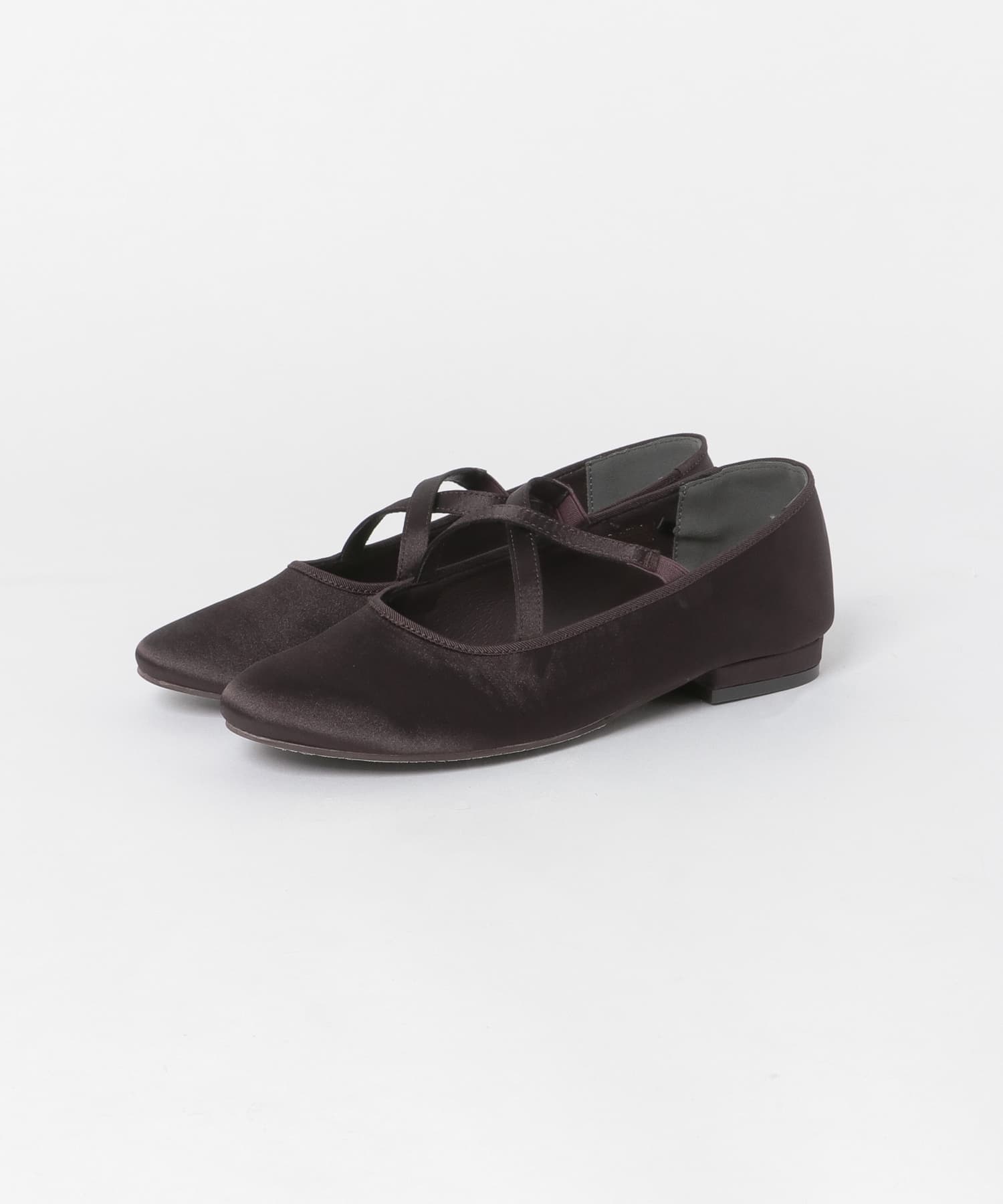 クロスストラップフラットシューズ BROWN S