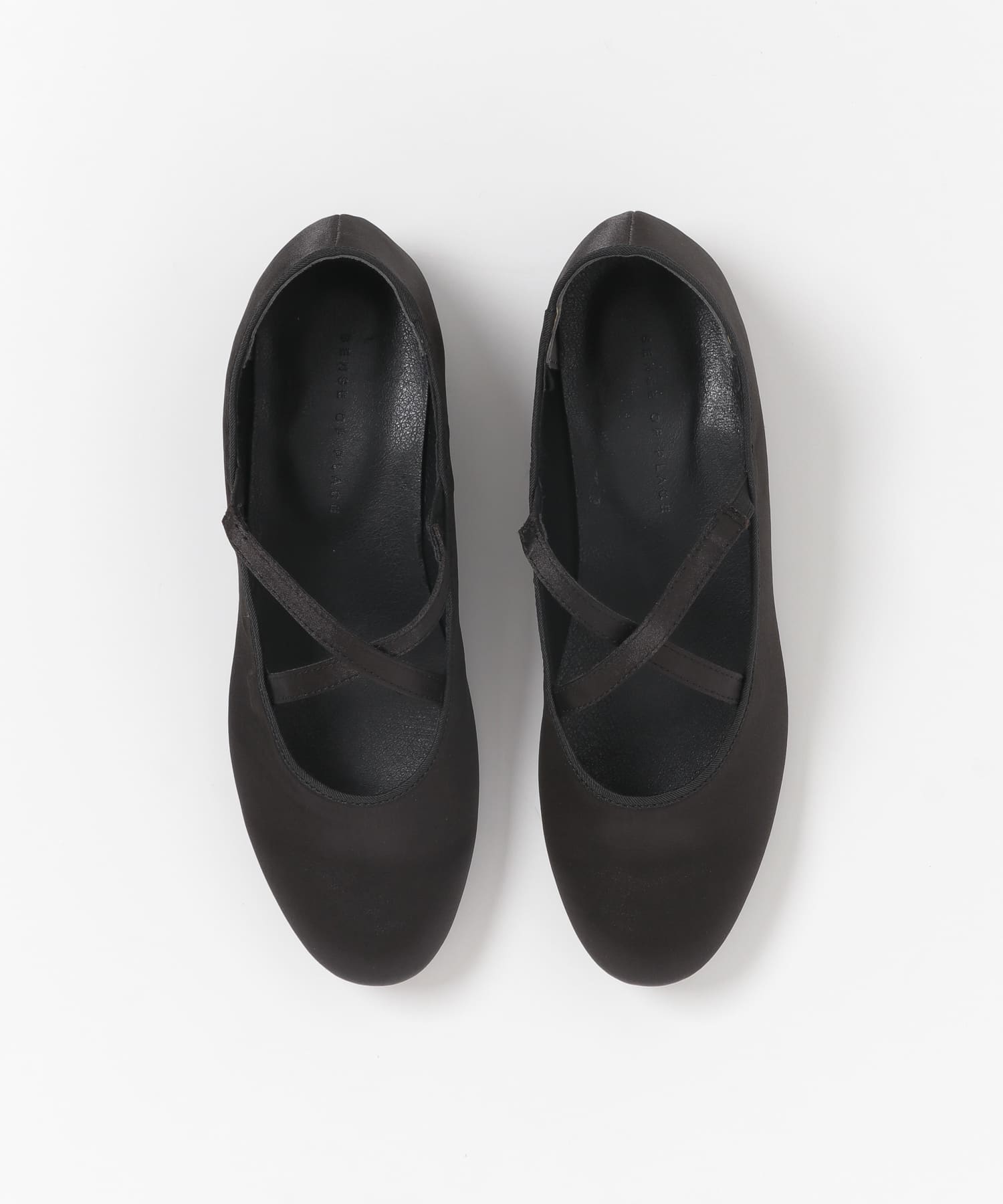 クロスストラップフラットシューズ BLACK S