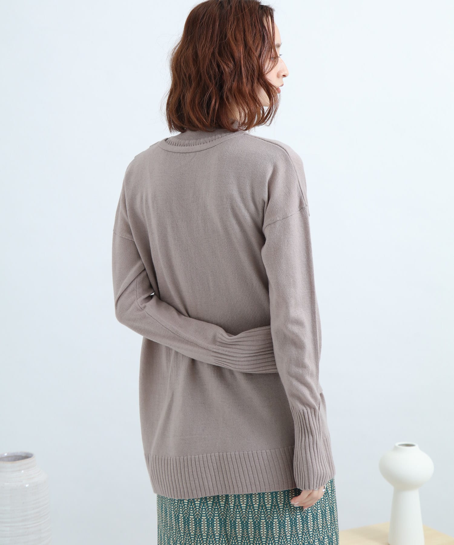 リブハイネックカシュクールトップ MOCHA FREE