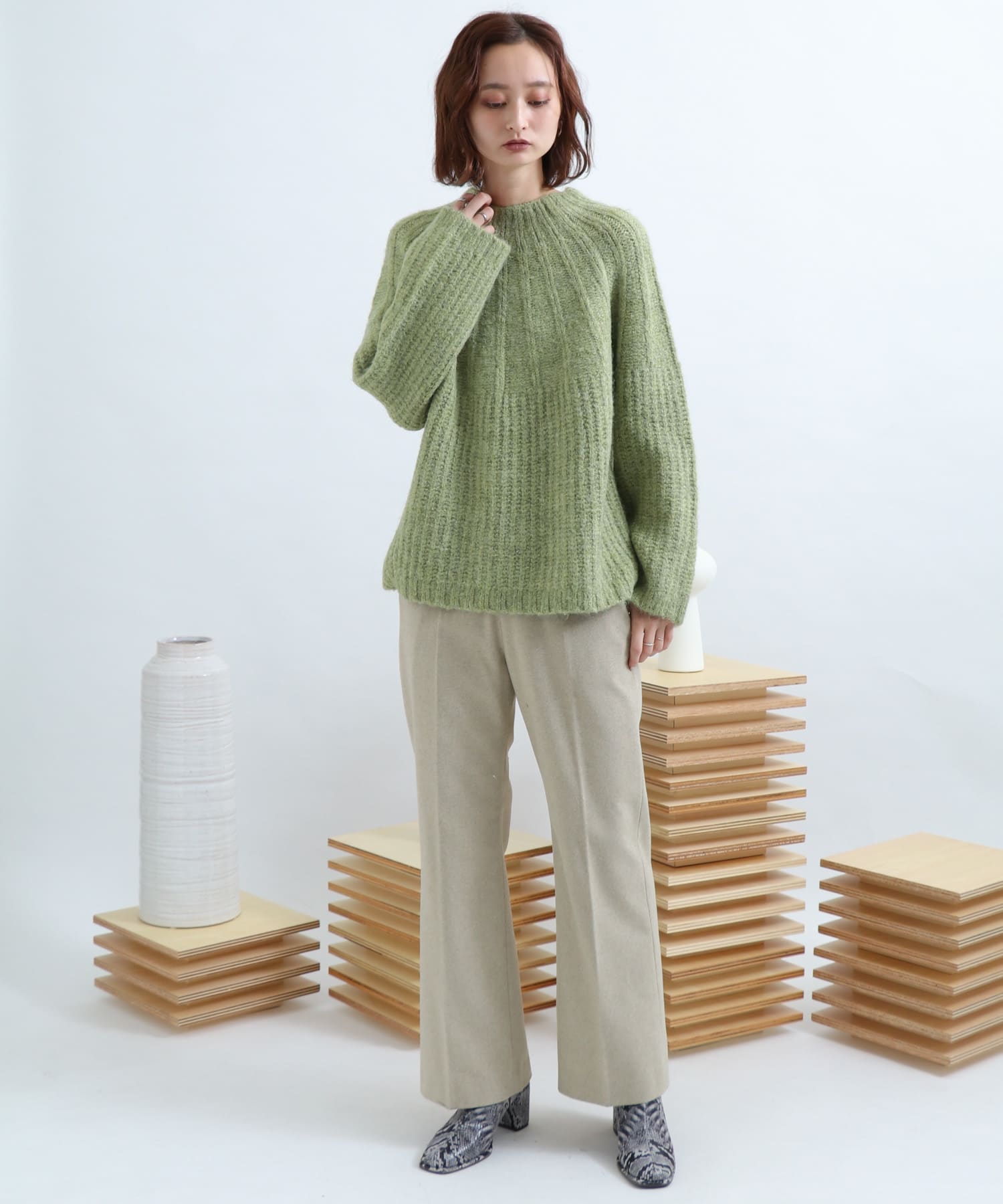 Newzealandwool セミフレアパンツ GREIGE S