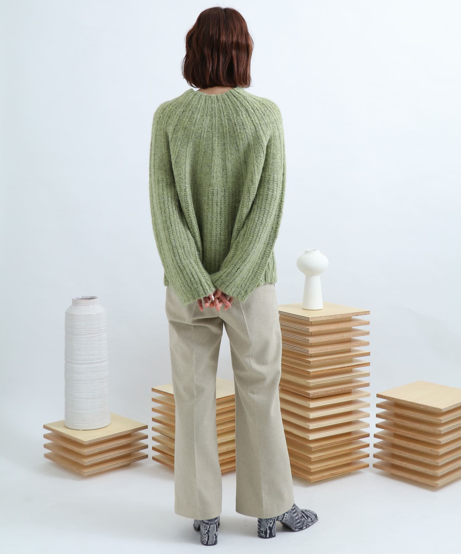 Newzealandwool セミフレアパンツ GREIGE S