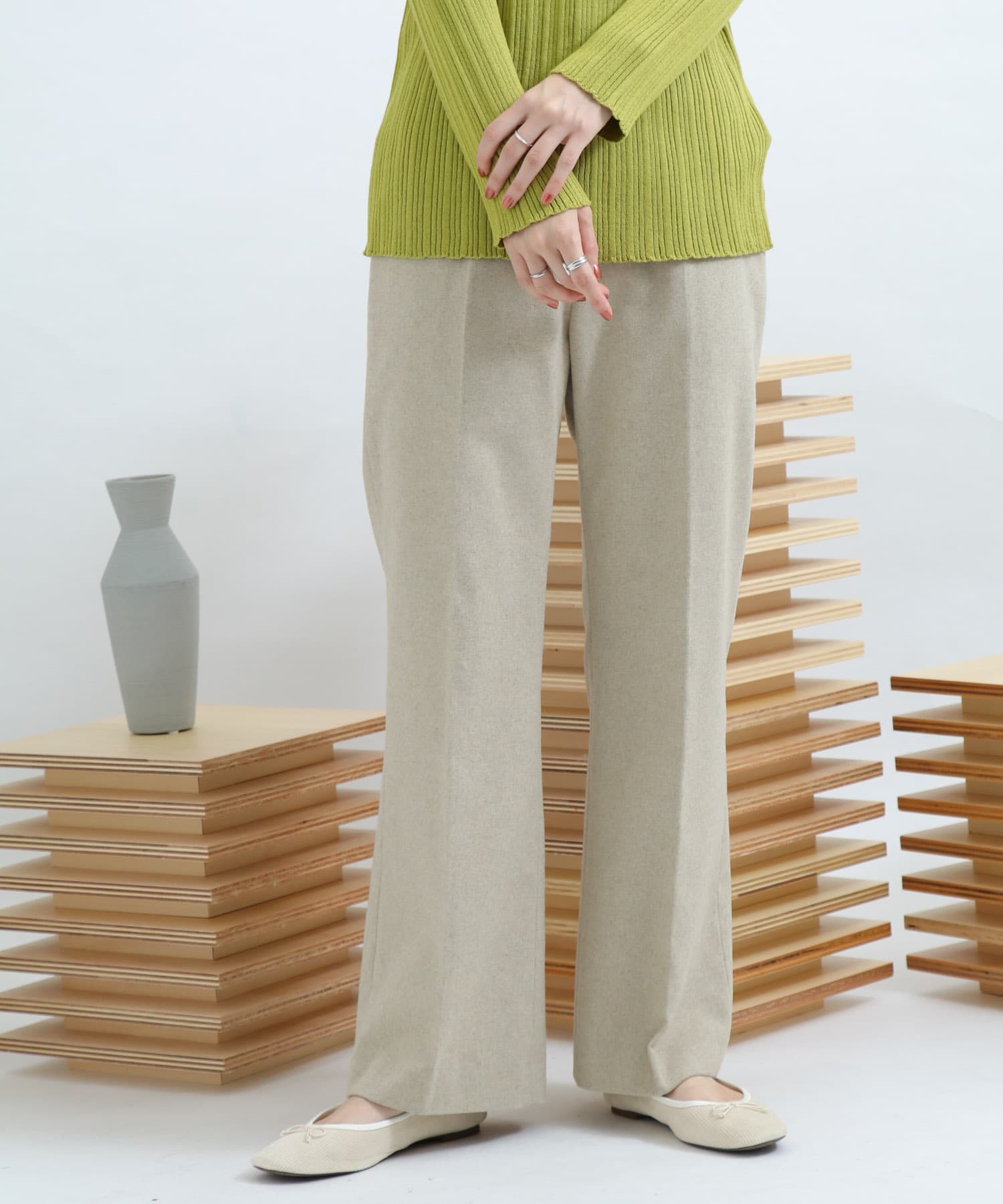 Newzealandwool セミフレアパンツ GREIGE S