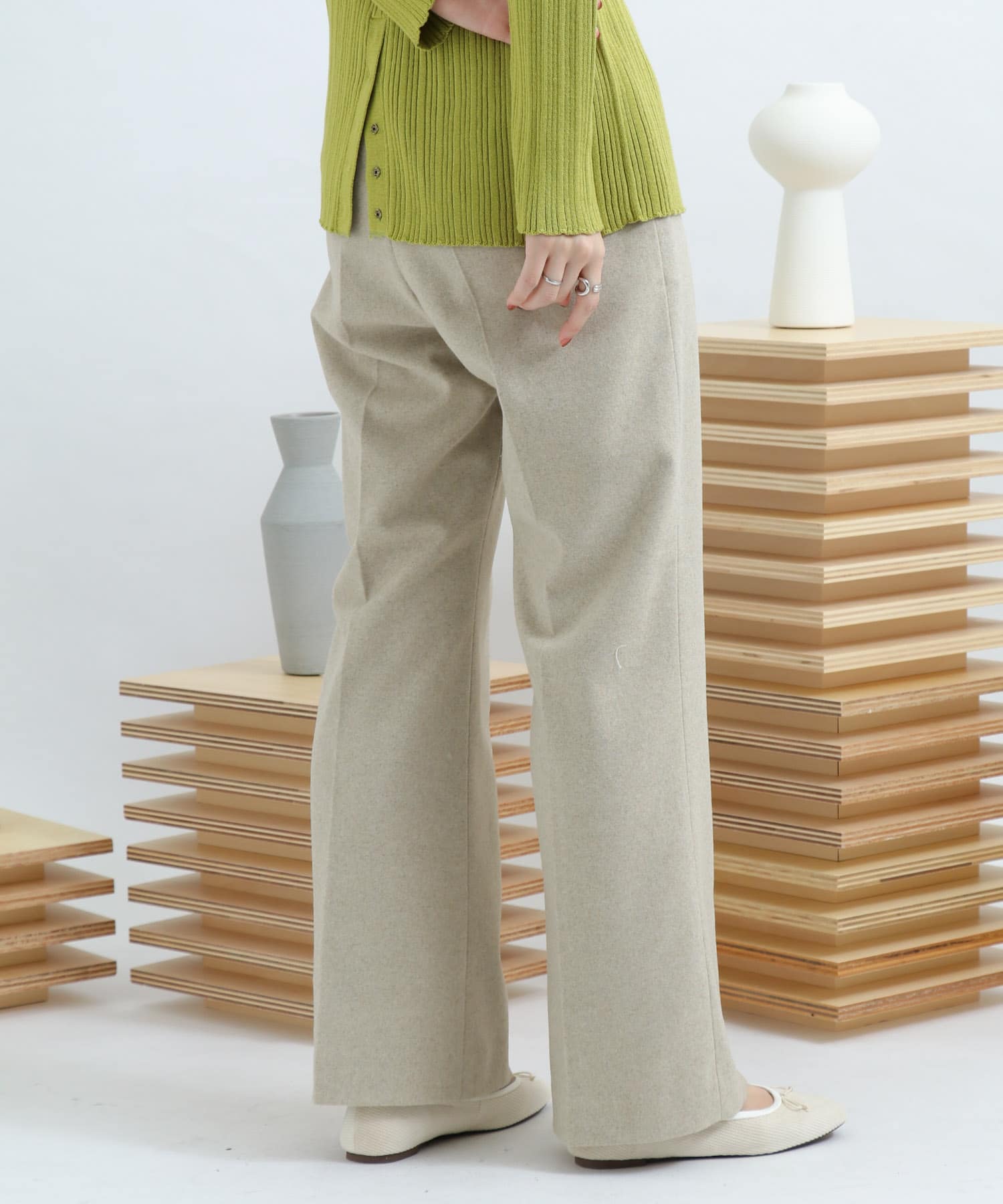 Newzealandwool セミフレアパンツ GREIGE M