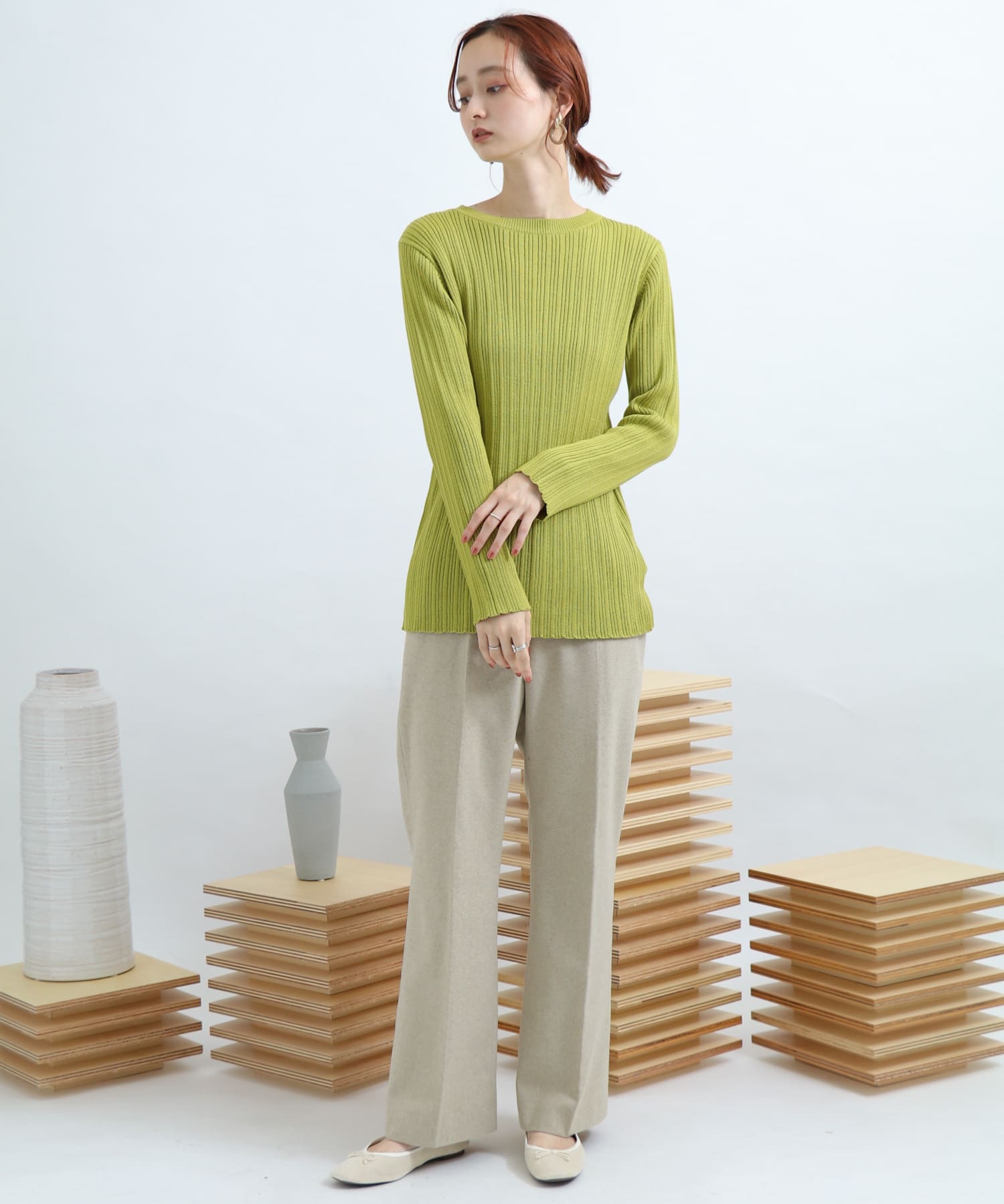 Newzealandwool セミフレアパンツ GREIGE M