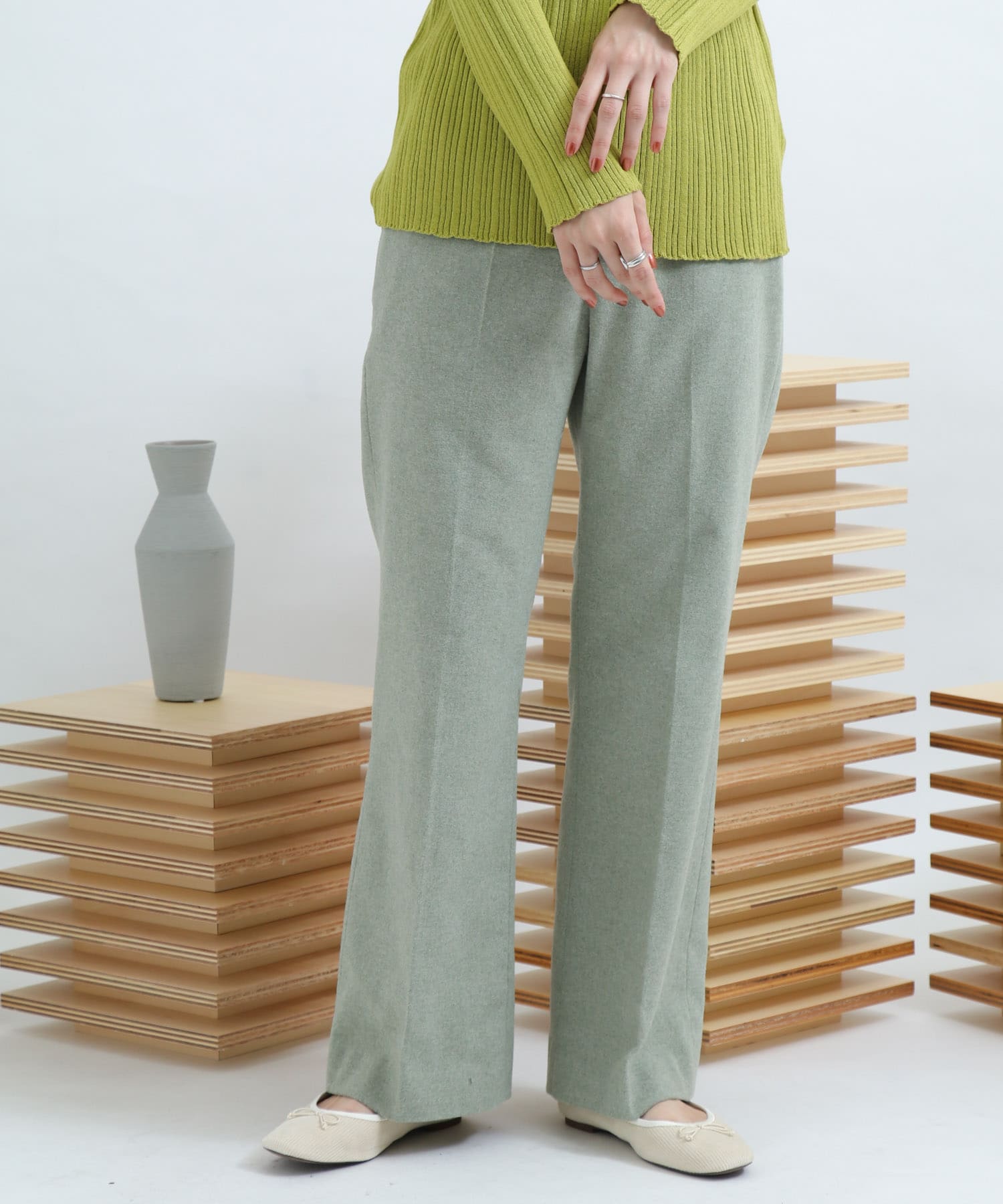 Newzealandwool セミフレアパンツ L.KHAKI S